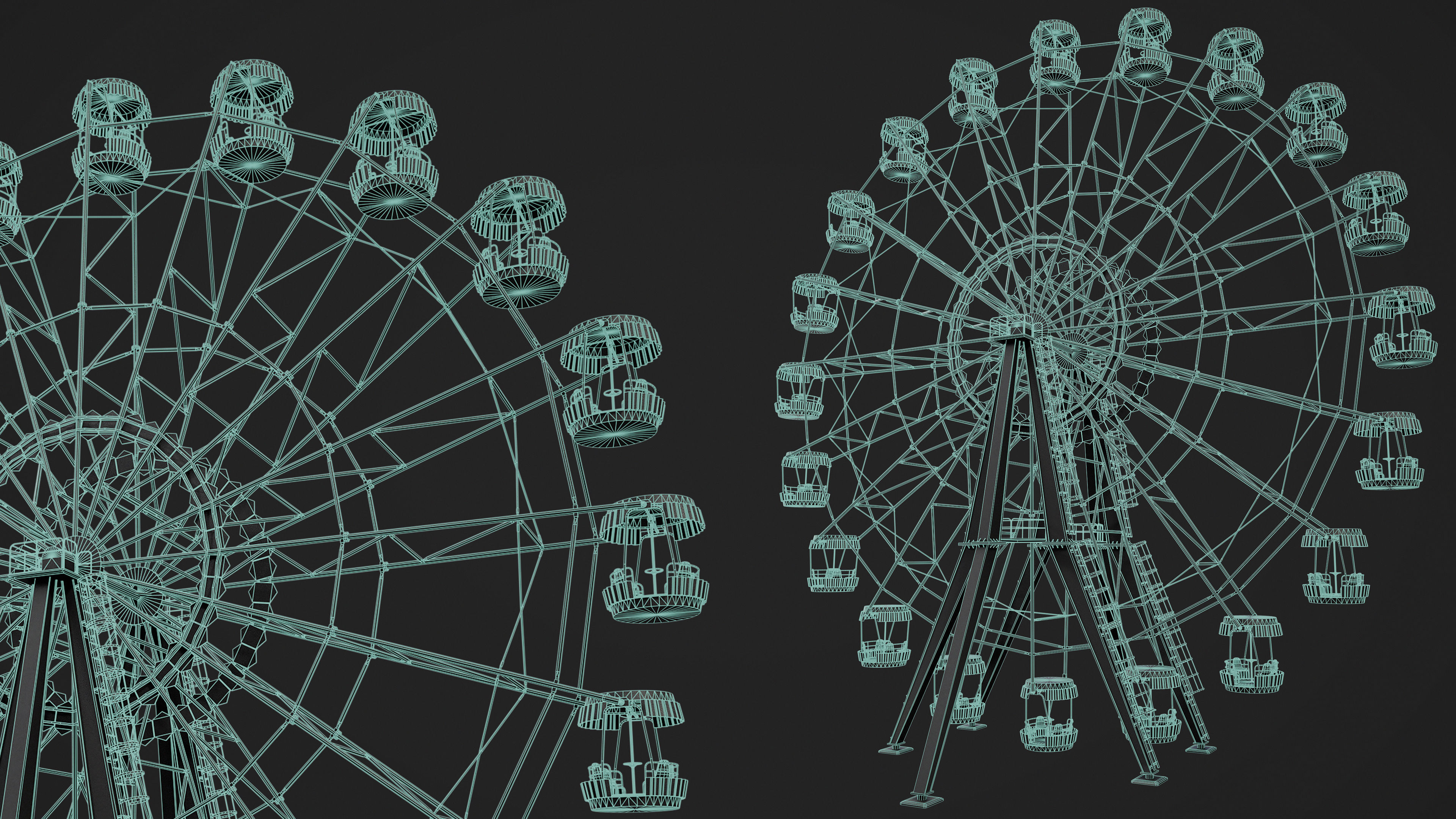 Painted Ferris Wheel Low-poly 3D model_26