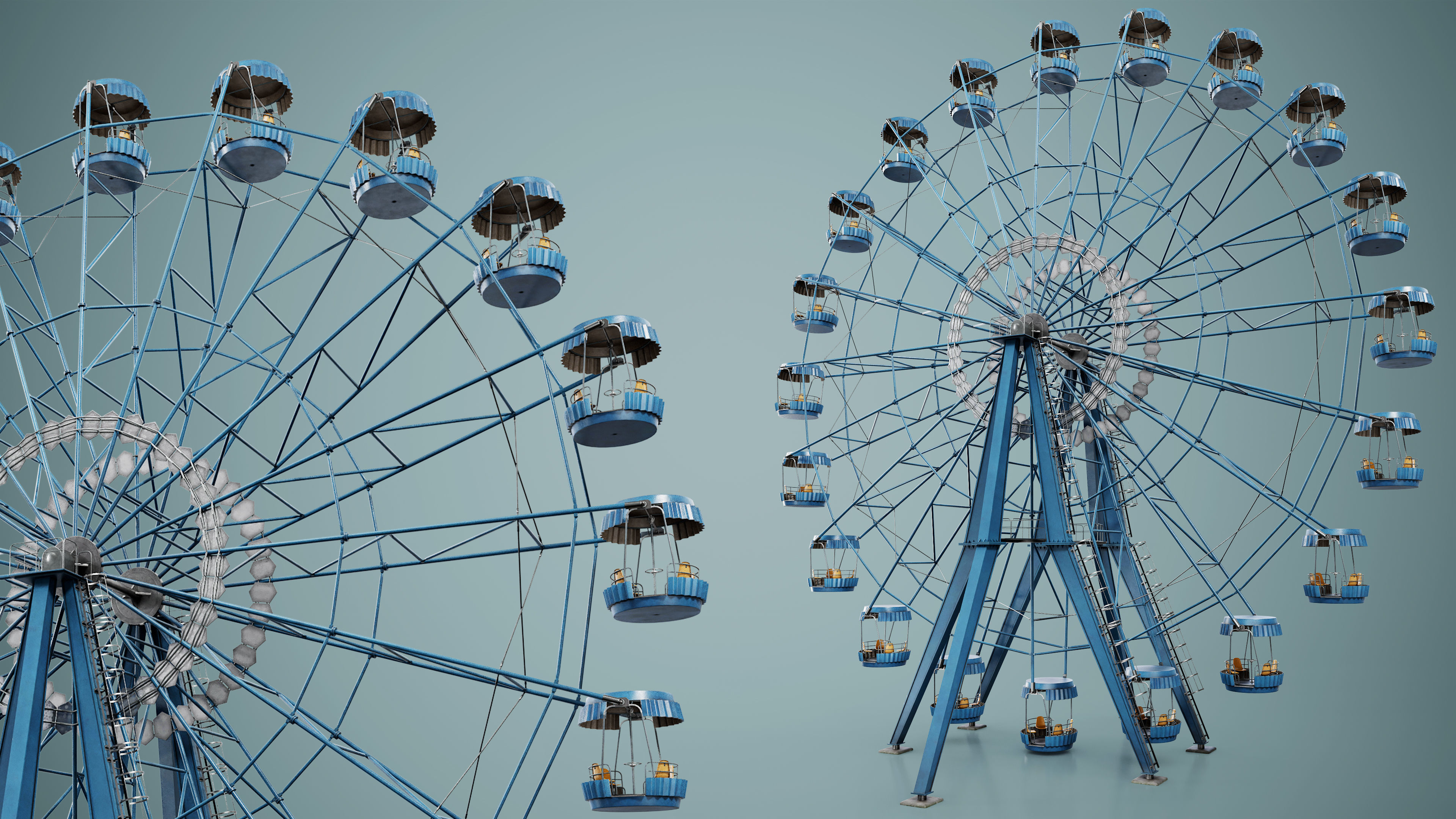 Painted Ferris Wheel Low-poly 3D model_21