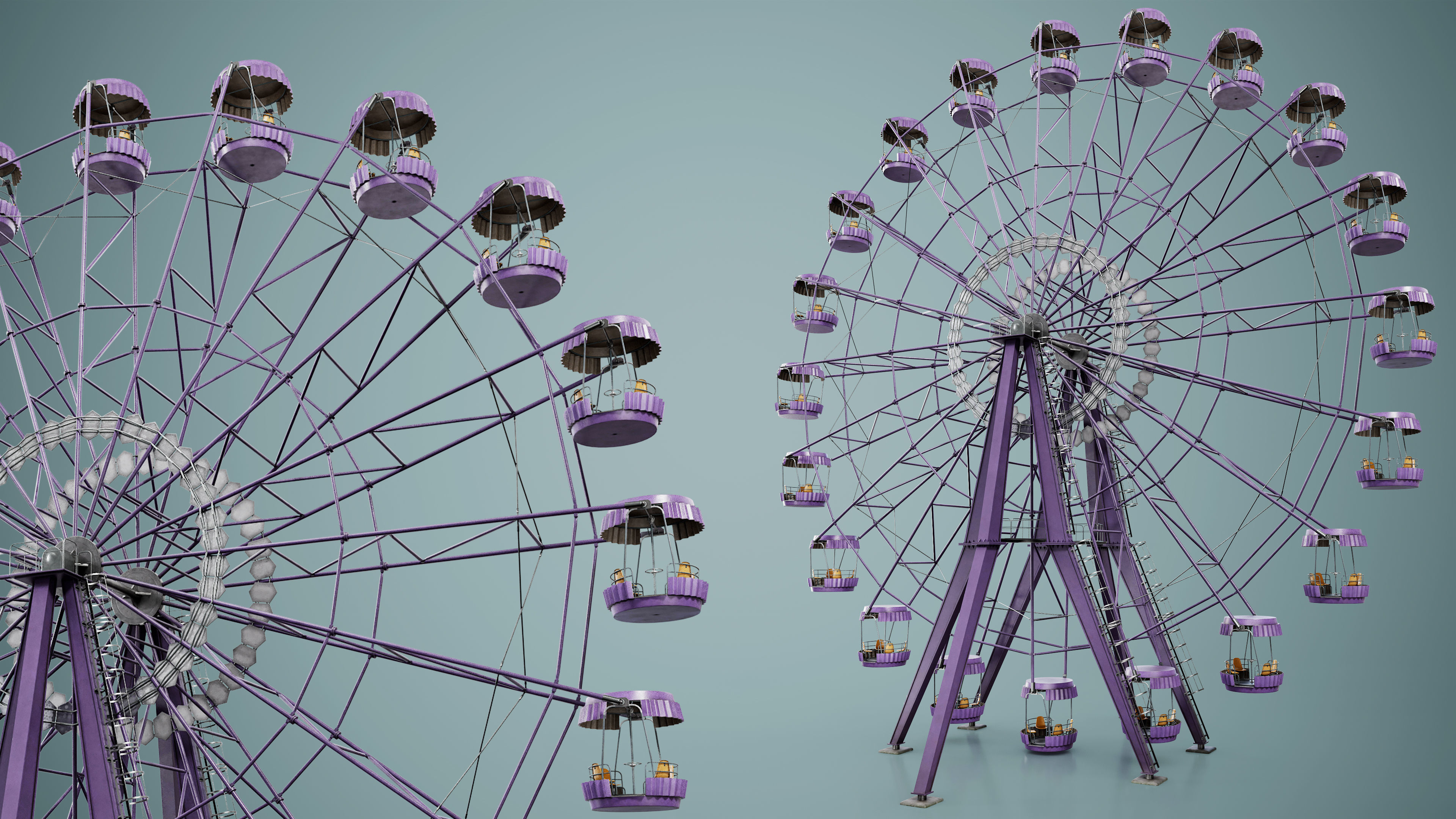 Painted Ferris Wheel Low-poly 3D model_15