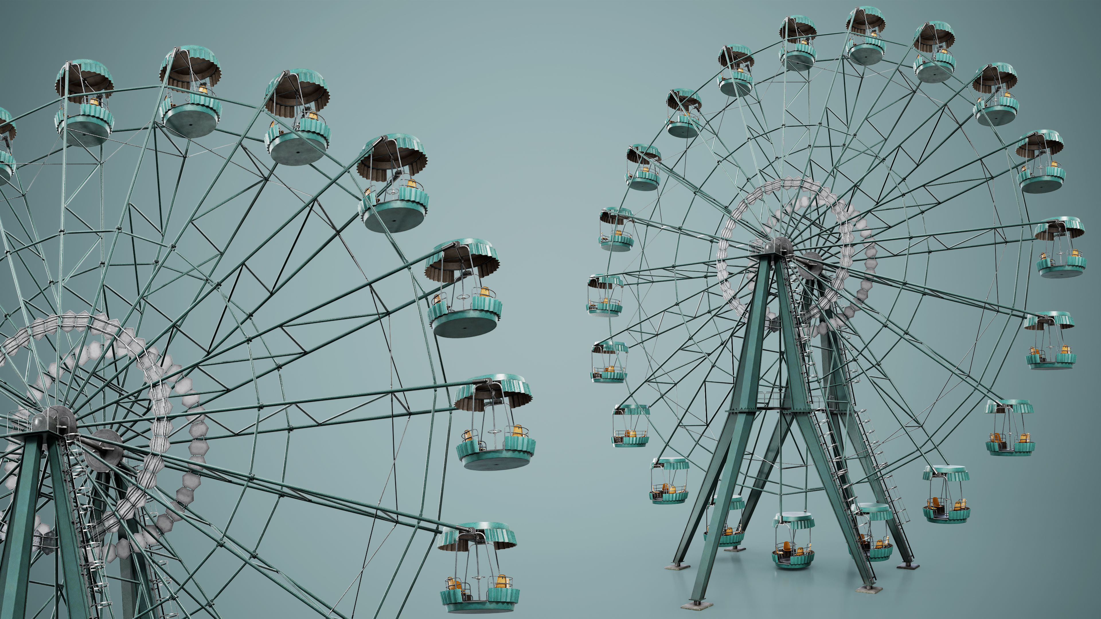 Painted Ferris Wheel Low-poly 3D model_12