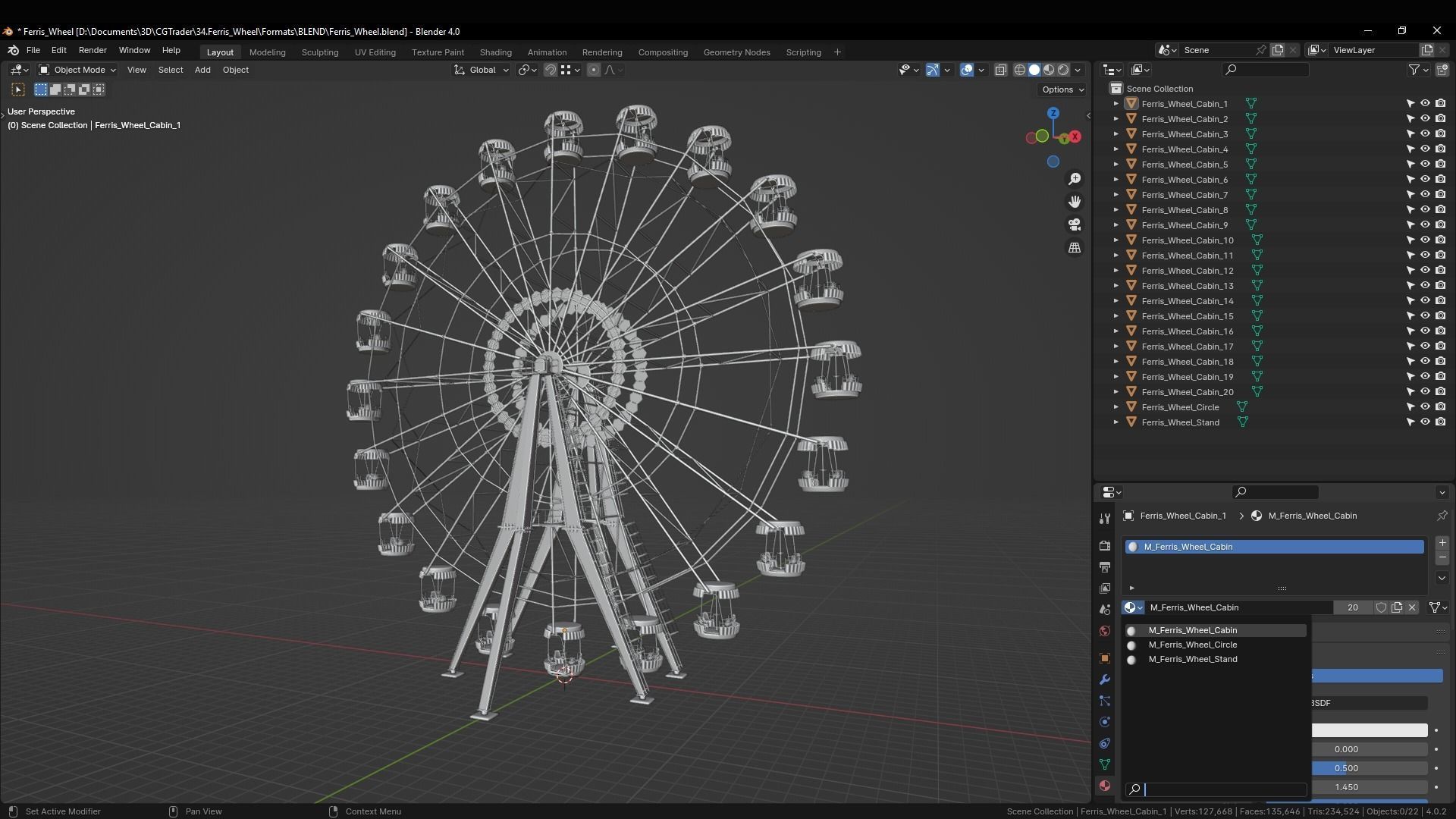 Painted Ferris Wheel Low-poly 3D model_7