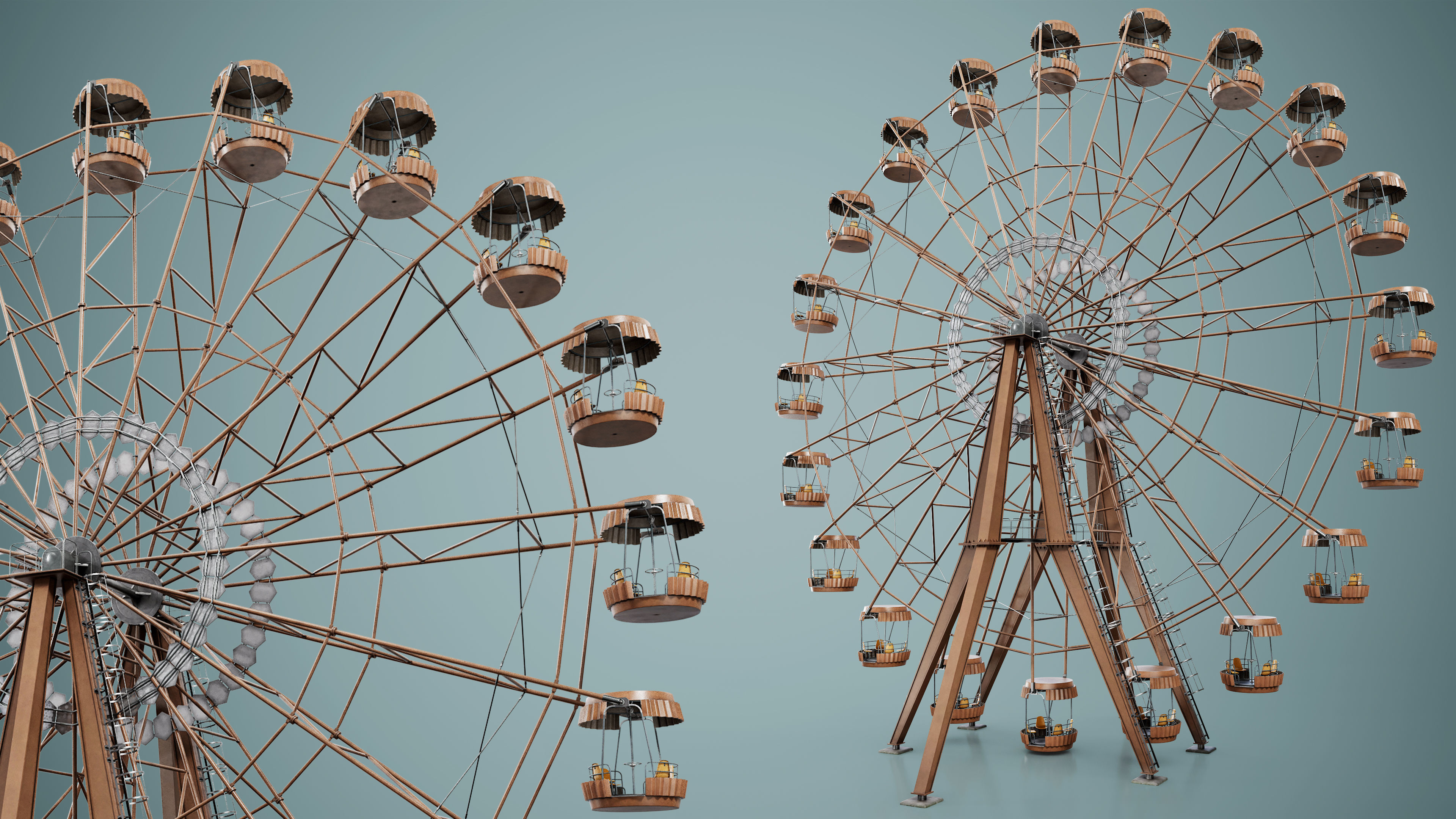 Painted Ferris Wheel Low-poly 3D model_19
