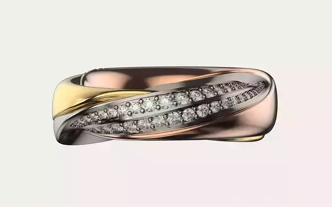 Trinity Ring half-paved with diamond 3D print model
