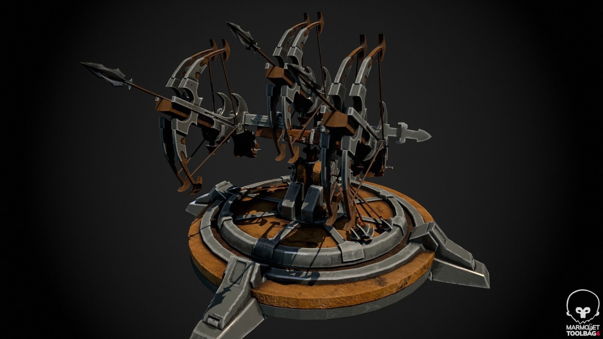 Fantasy Medieval Tri Ballista  3D model_2