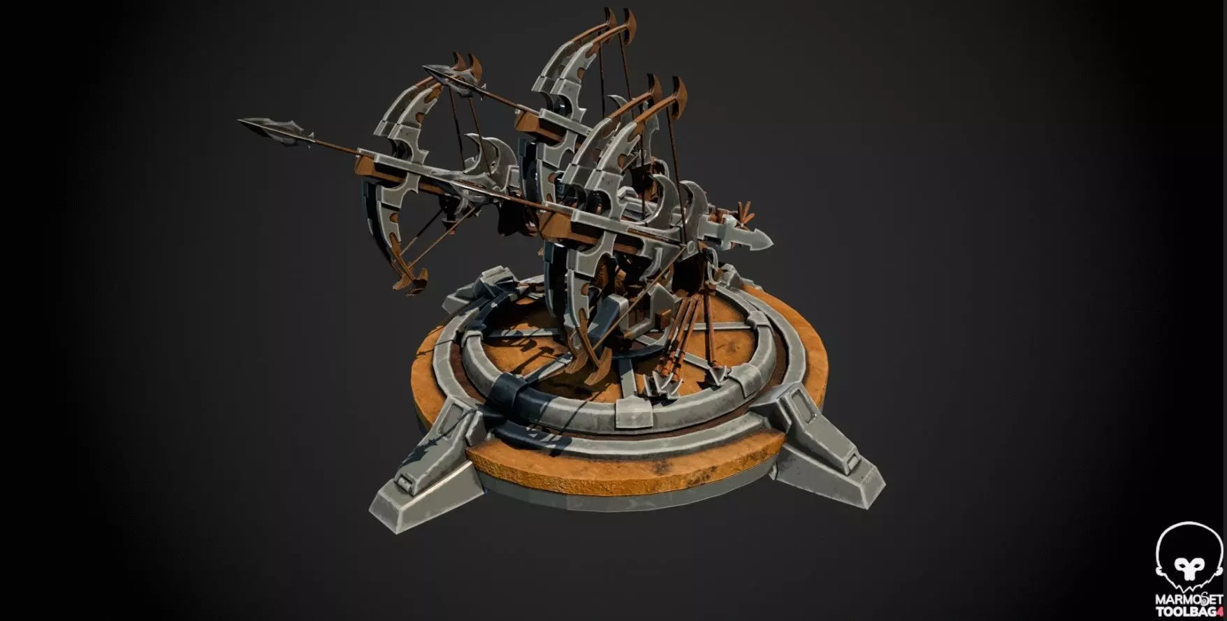 Fantasy Medieval Tri Ballista  3D model_0