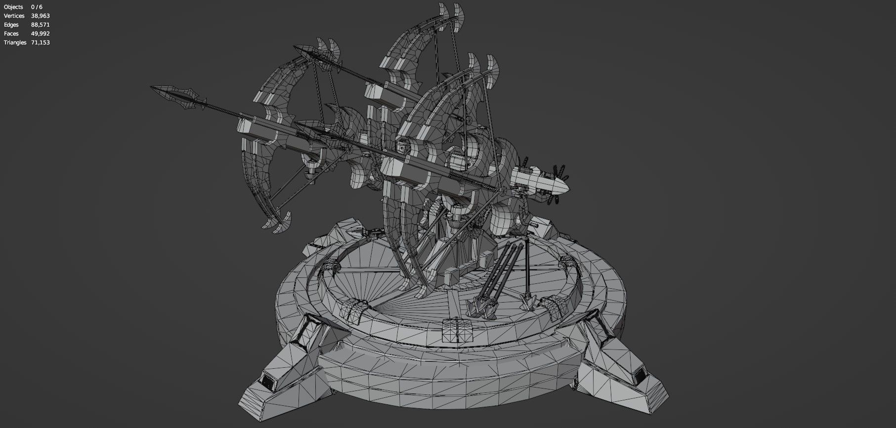 Fantasy Medieval Tri Ballista  3D model_15