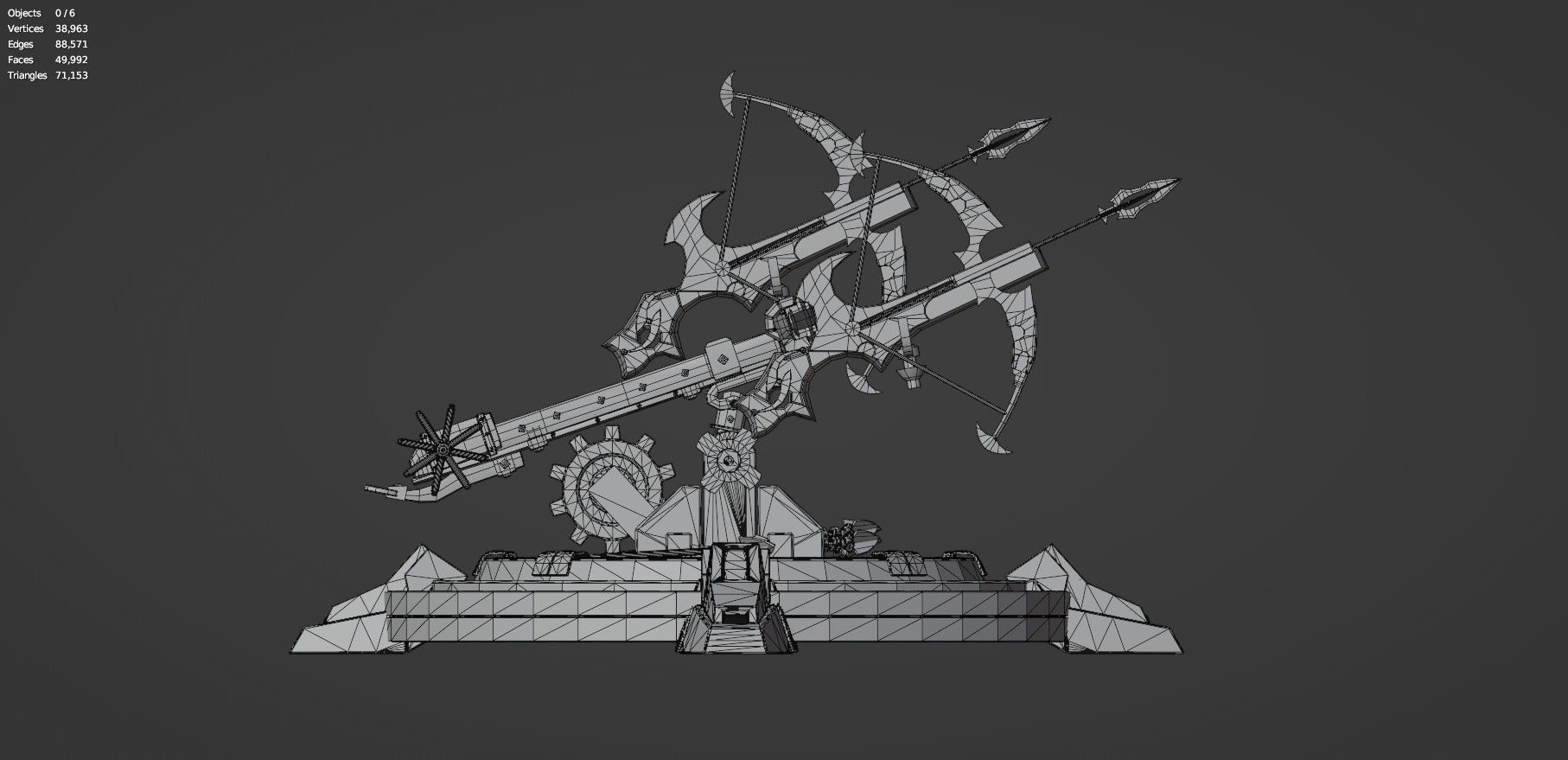 Fantasy Medieval Tri Ballista  3D model_17