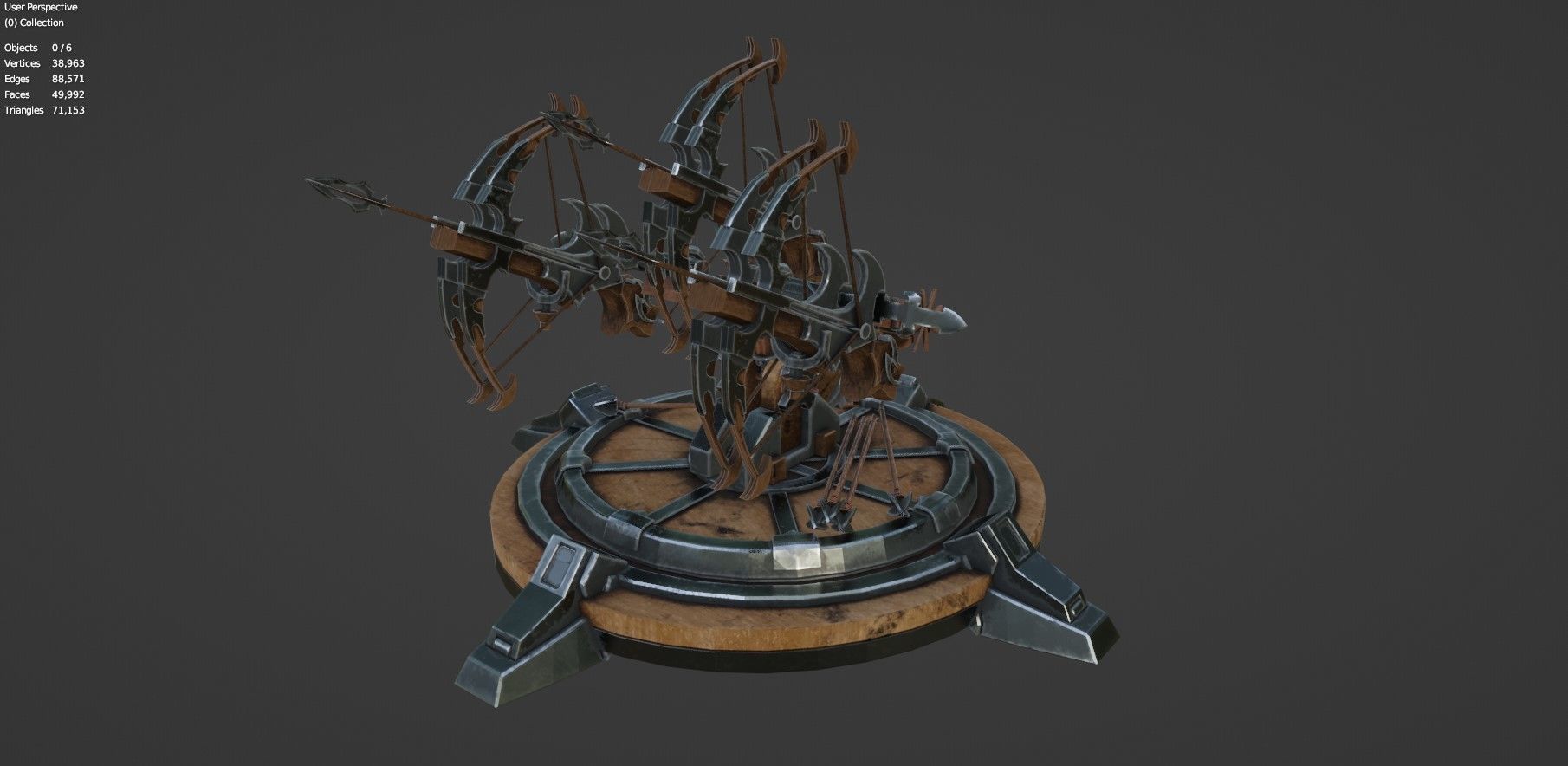 Fantasy Medieval Tri Ballista  3D model_7