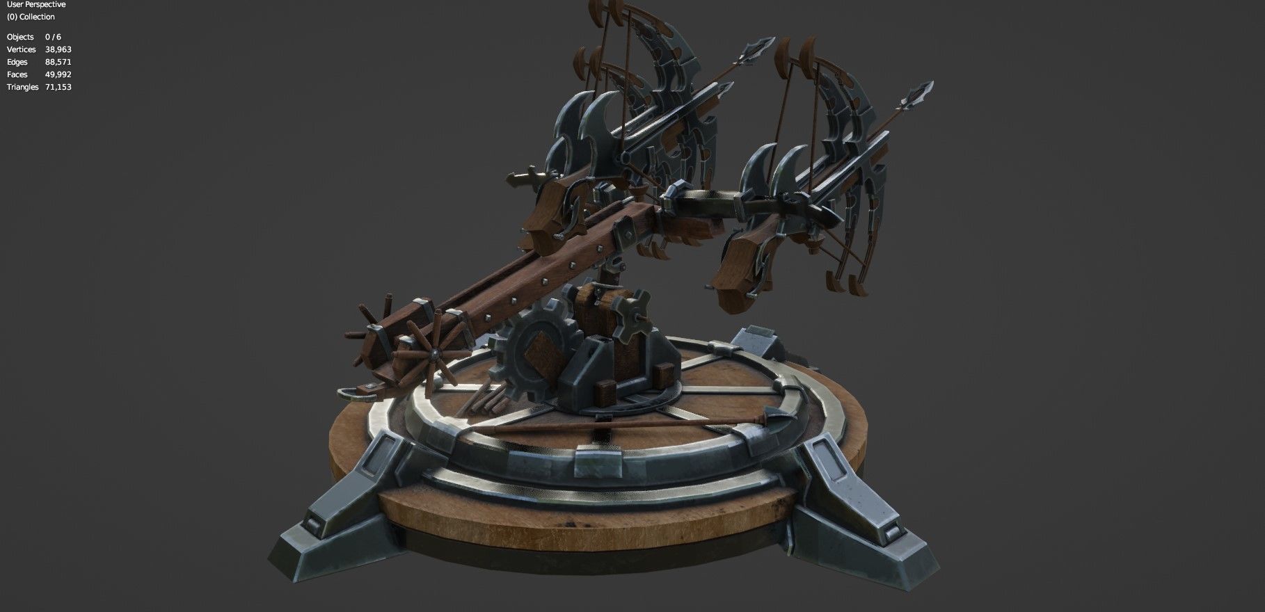 Fantasy Medieval Tri Ballista  3D model_8