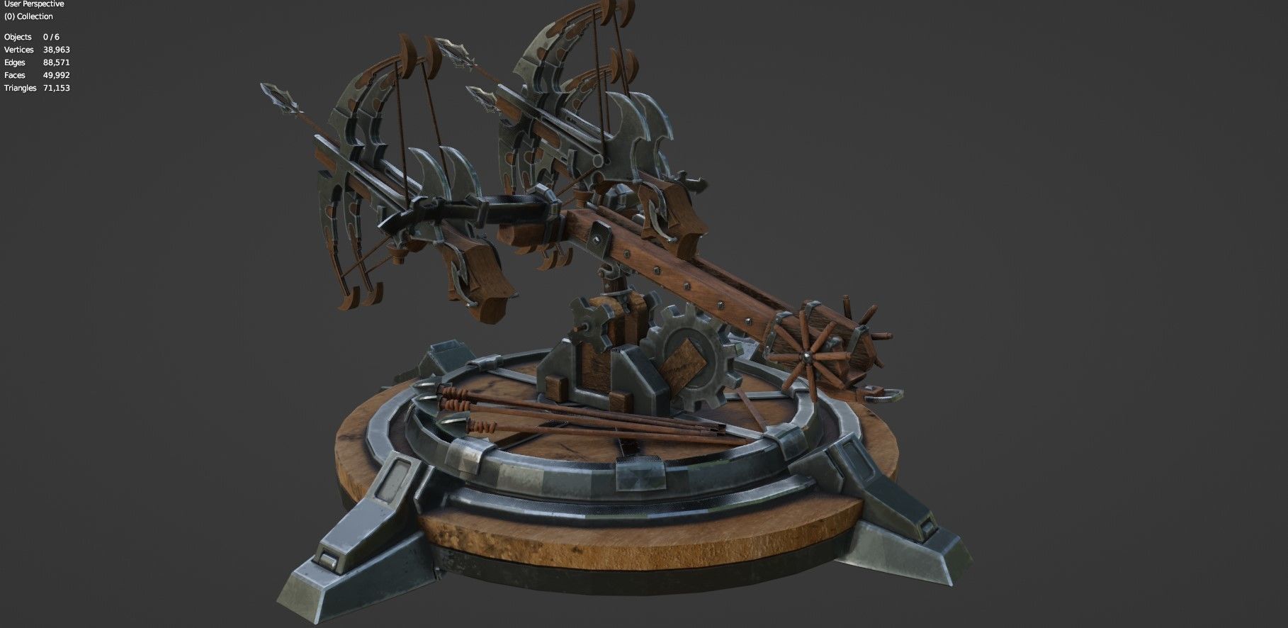 Fantasy Medieval Tri Ballista  3D model_4