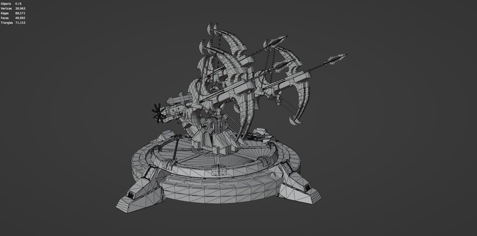 Fantasy Medieval Tri Ballista  3D model_16