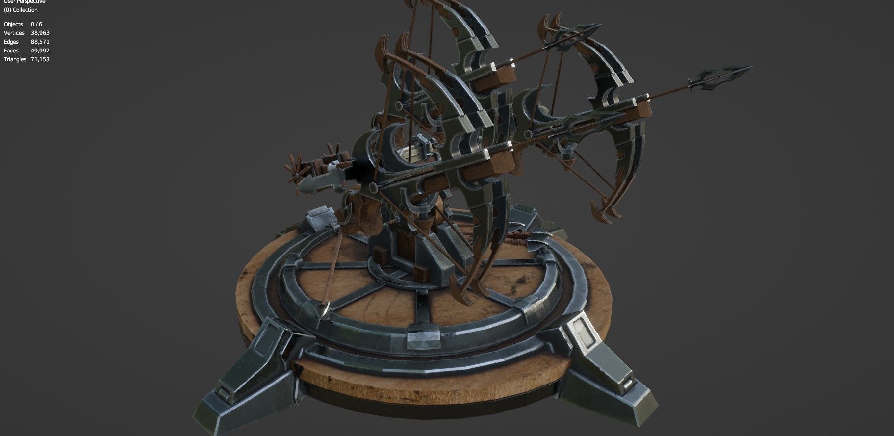 Fantasy Medieval Tri Ballista  3D model_3