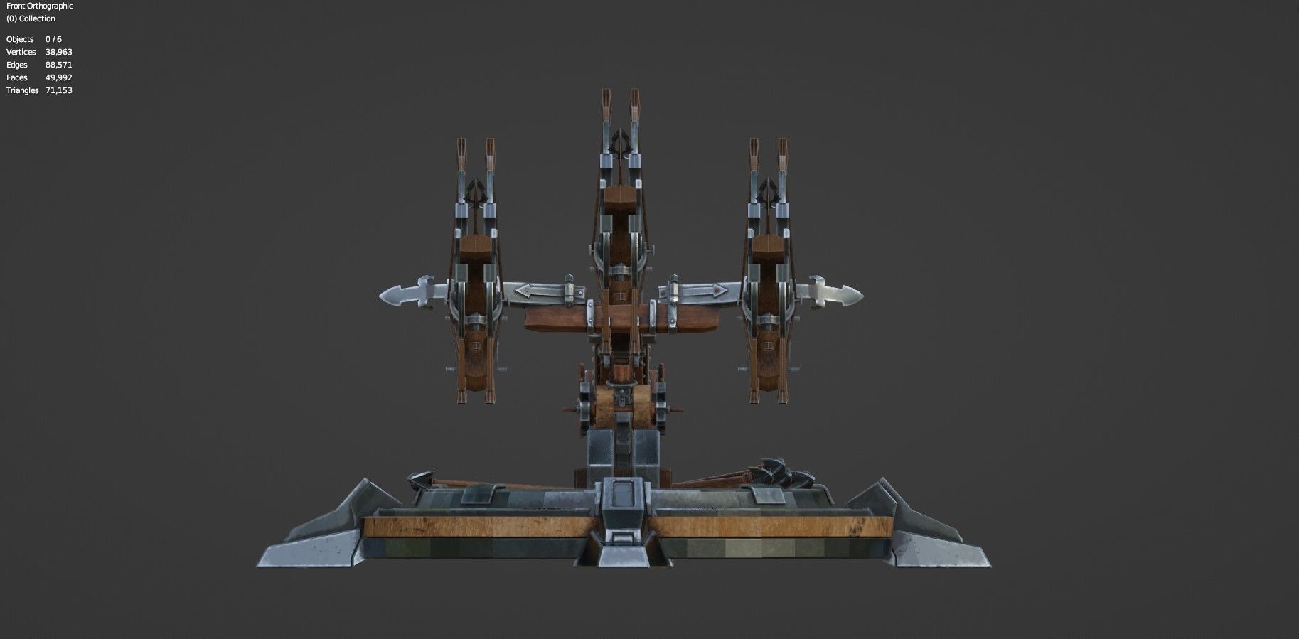 Fantasy Medieval Tri Ballista  3D model_6