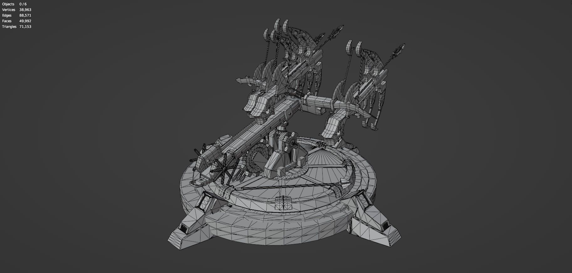 Fantasy Medieval Tri Ballista  3D model_21