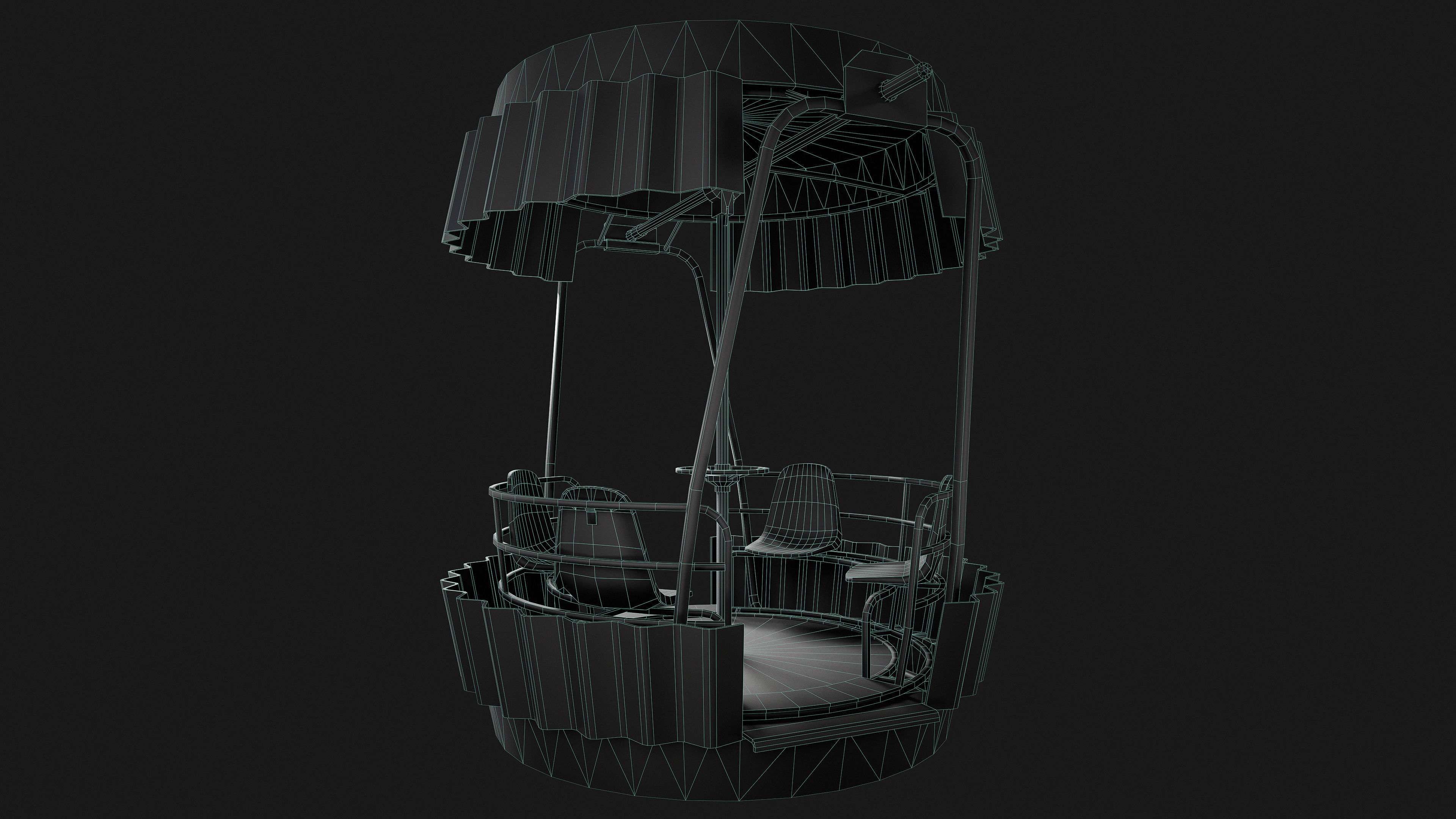 Painted Ferris Wheel Cabin Low-poly 3D model_14