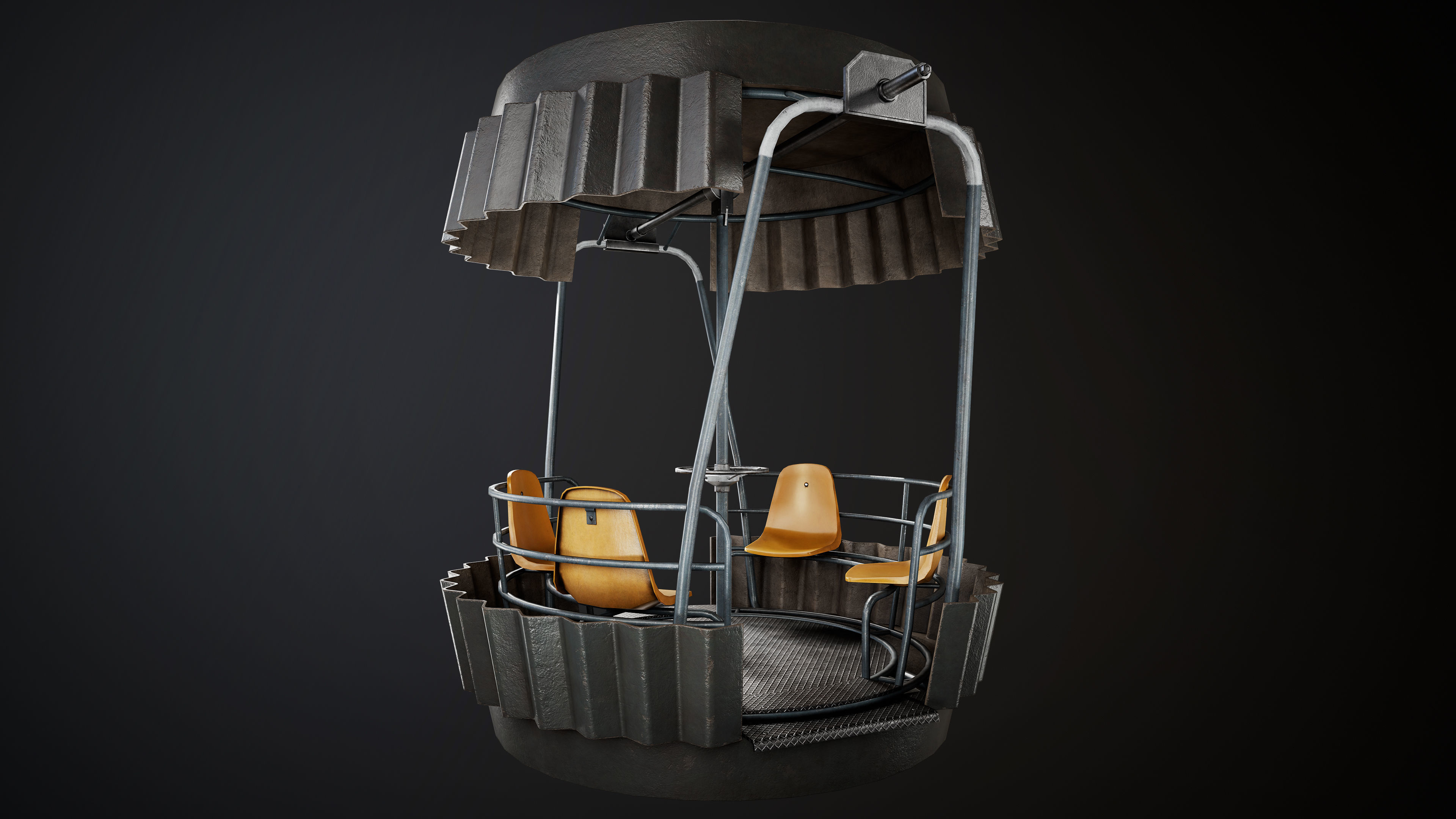 Painted Ferris Wheel Cabin Low-poly 3D model_12