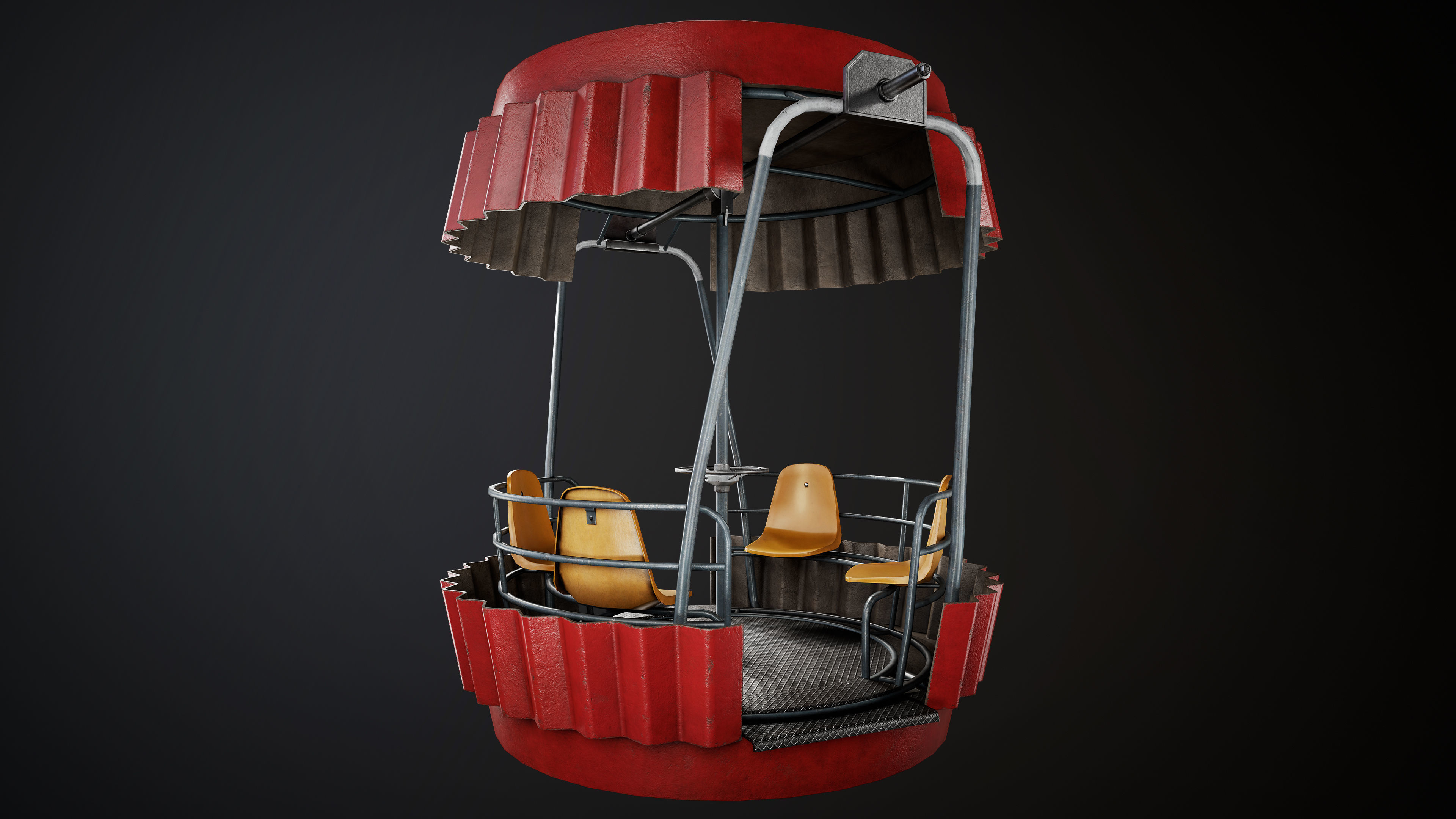 Painted Ferris Wheel Cabin Low-poly 3D model_7