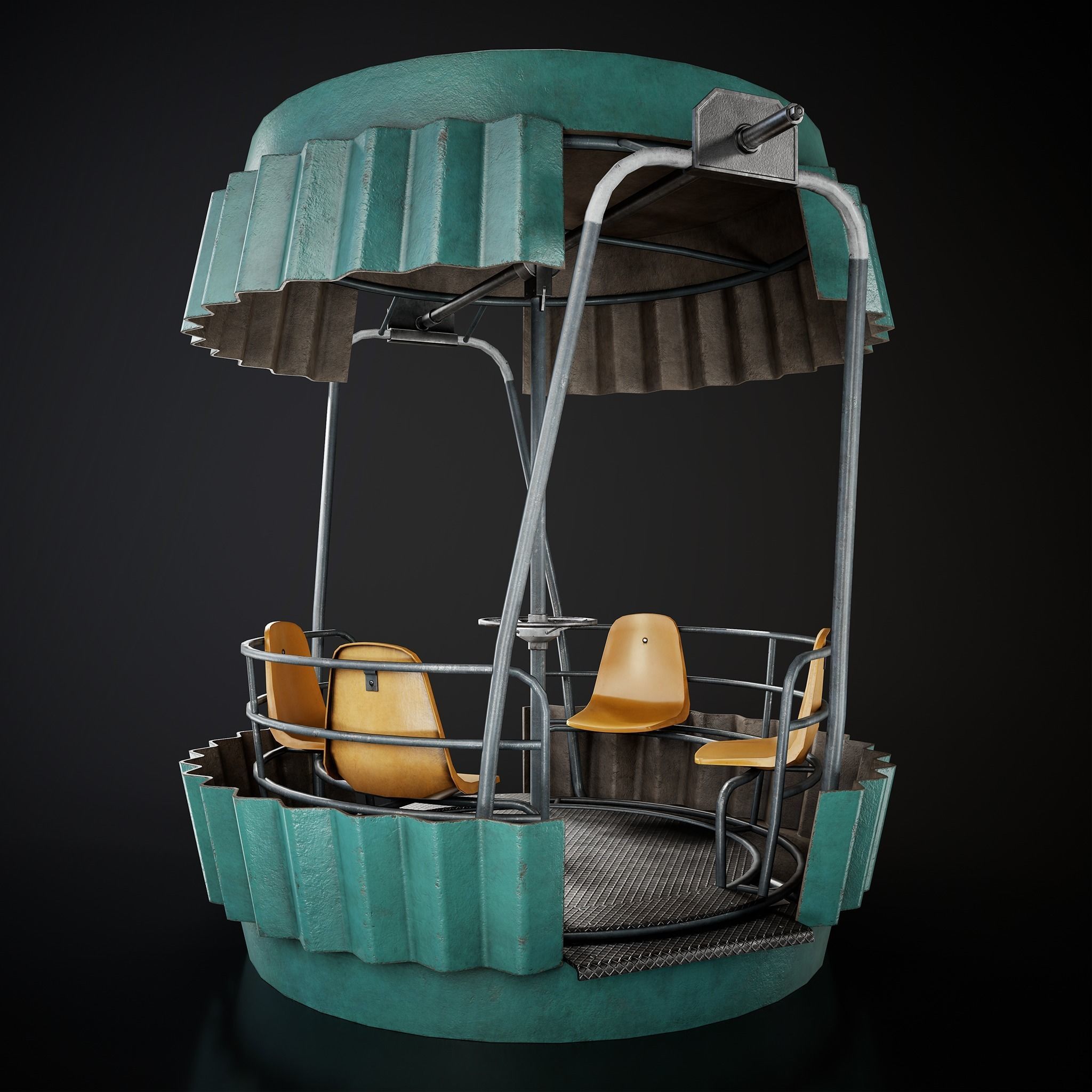 Painted Ferris Wheel Cabin Low-poly 3D model_2