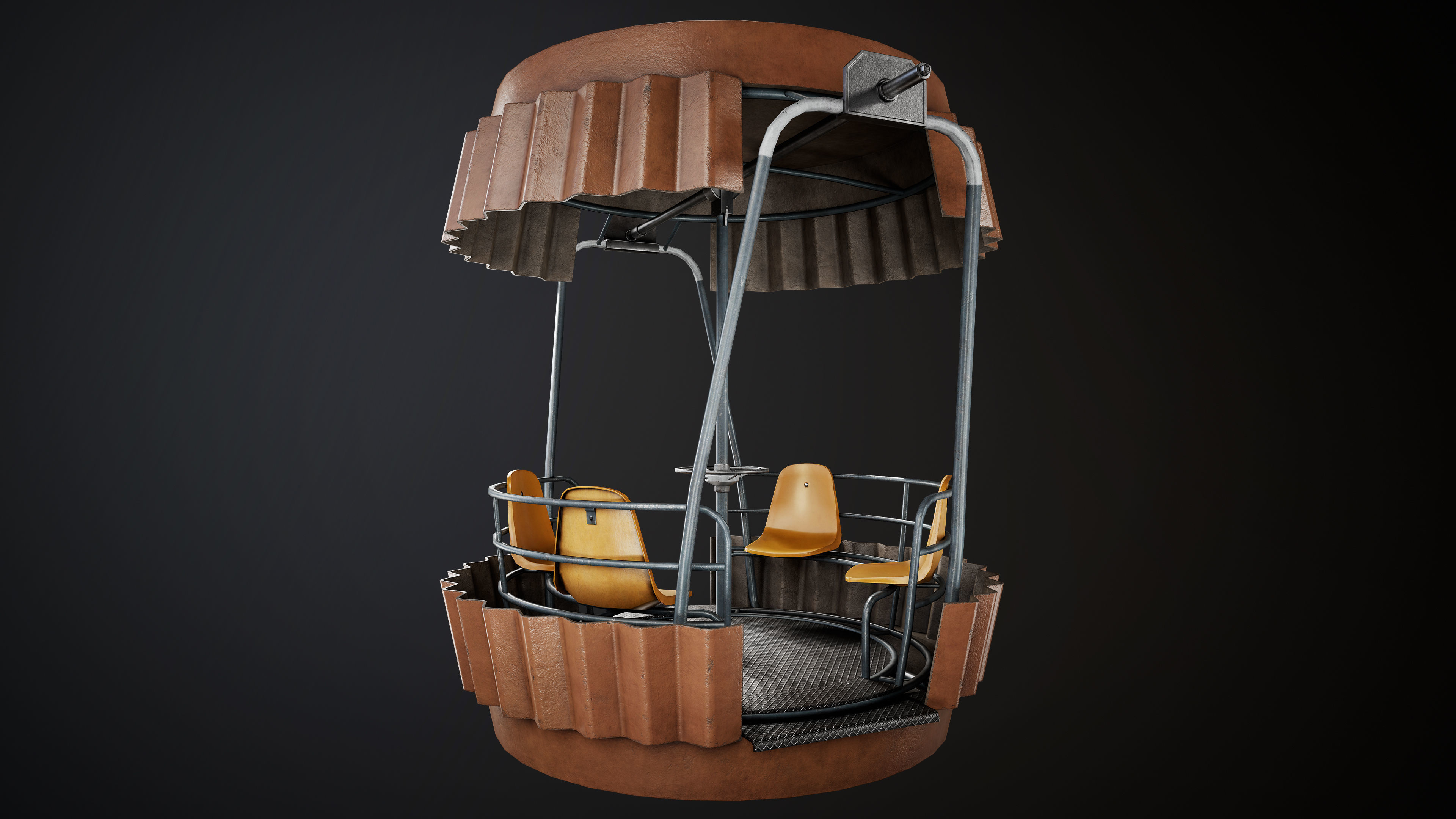 Painted Ferris Wheel Cabin Low-poly 3D model_10