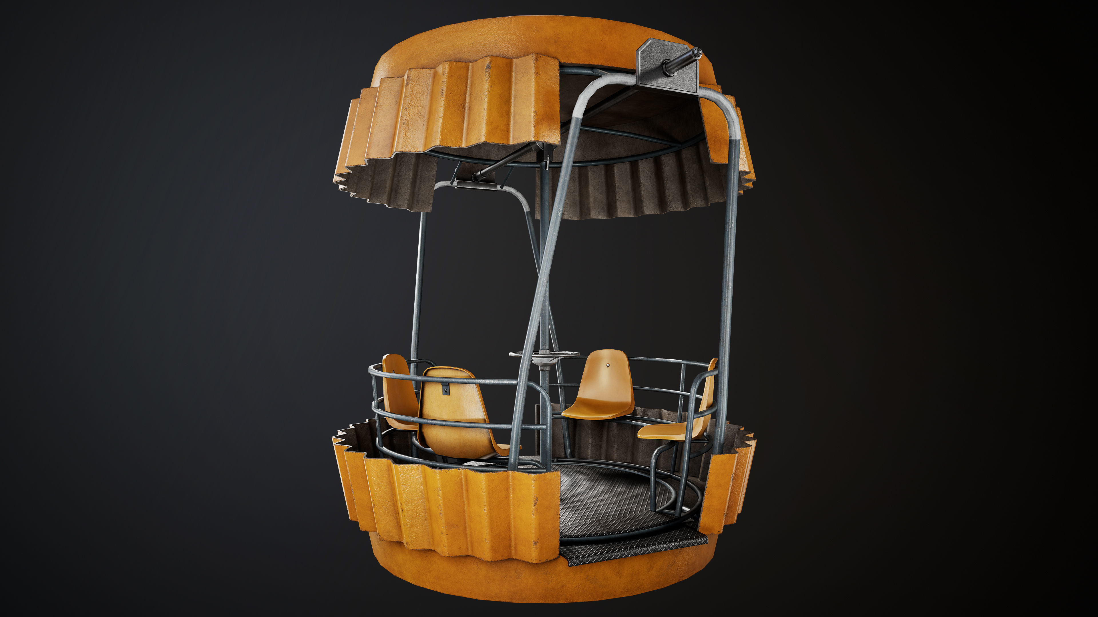 Painted Ferris Wheel Cabin Low-poly 3D model_5