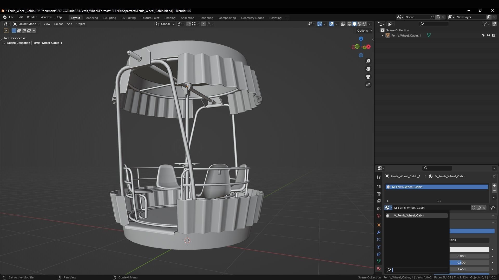 Painted Ferris Wheel Cabin Low-poly 3D model_4
