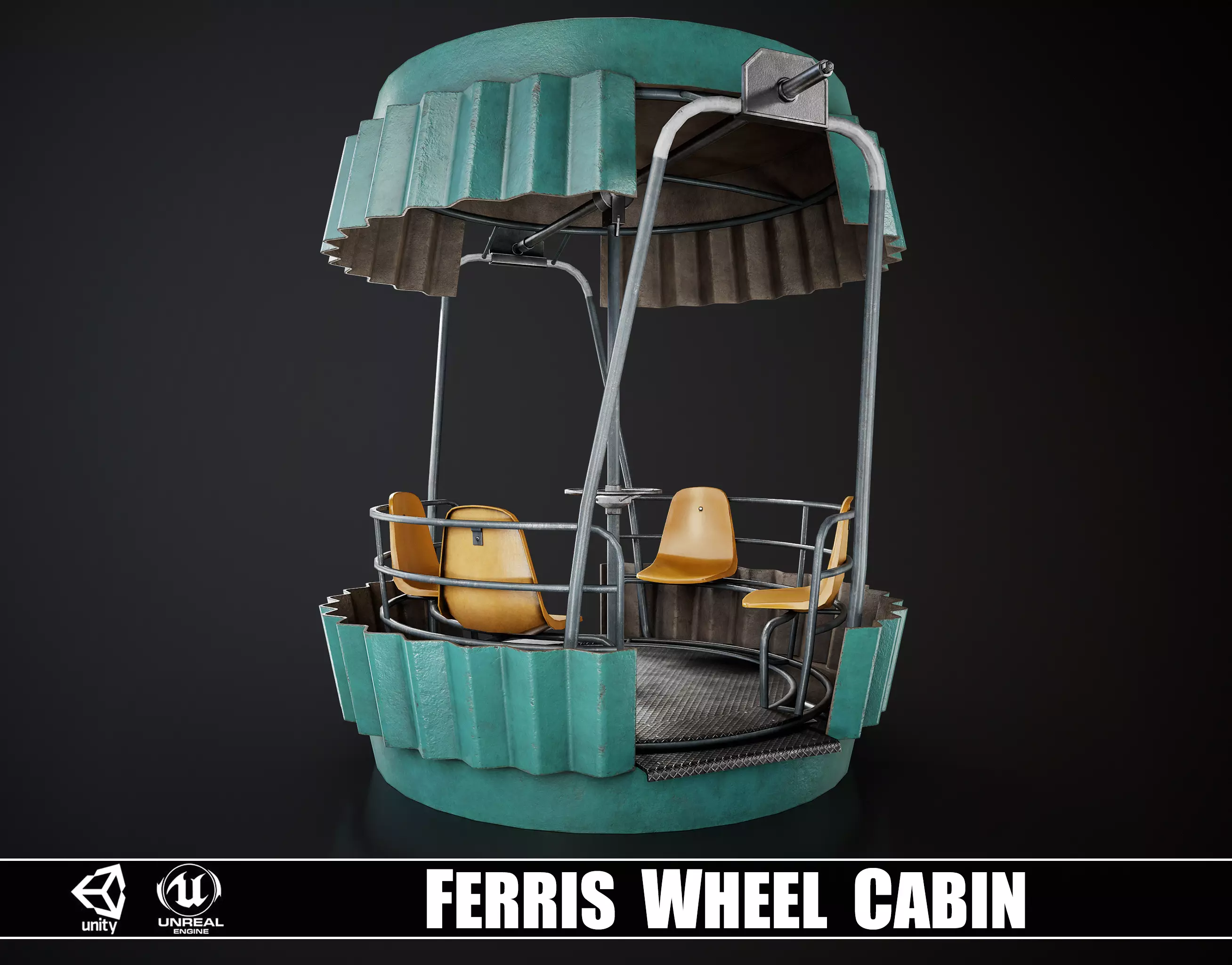 Painted Ferris Wheel Cabin Low-poly 3D model_0