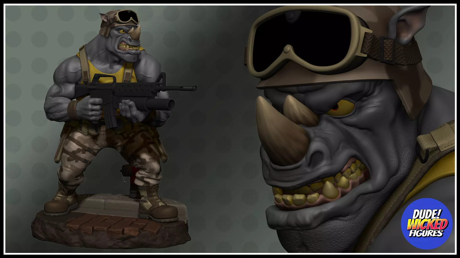 Custom Fan Art Rocksteady Figure 3D print model