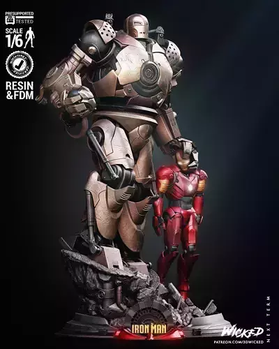 Wicked Marvel Iron Monger Sculpture Tested for 3D printing 3D print model