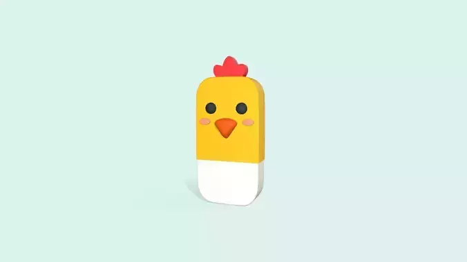 Chicken Eraser Cute Low-poly 3D model
