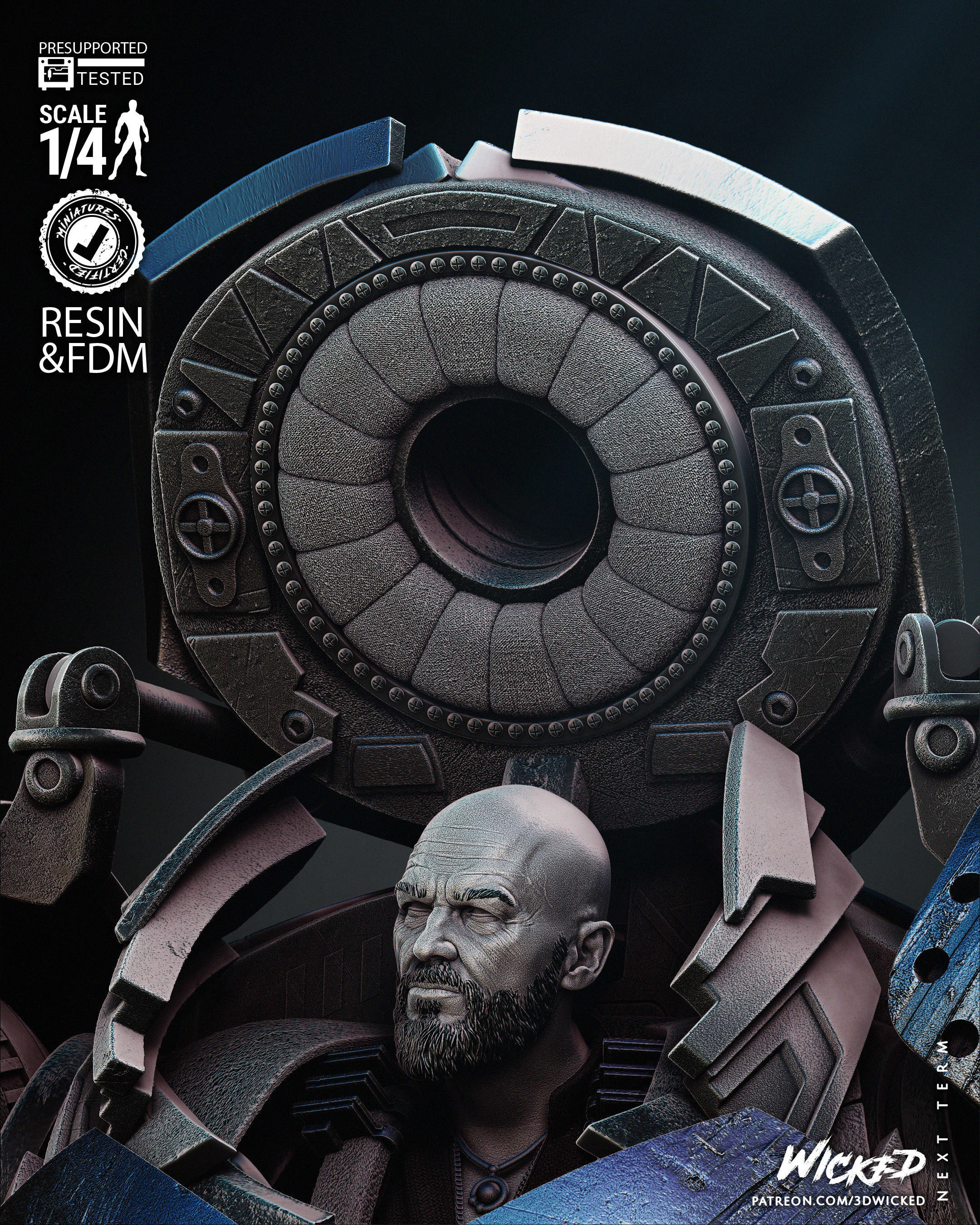 Wicked Marvel Iron Monger Bust Tested for 3D printing 3D print model_30