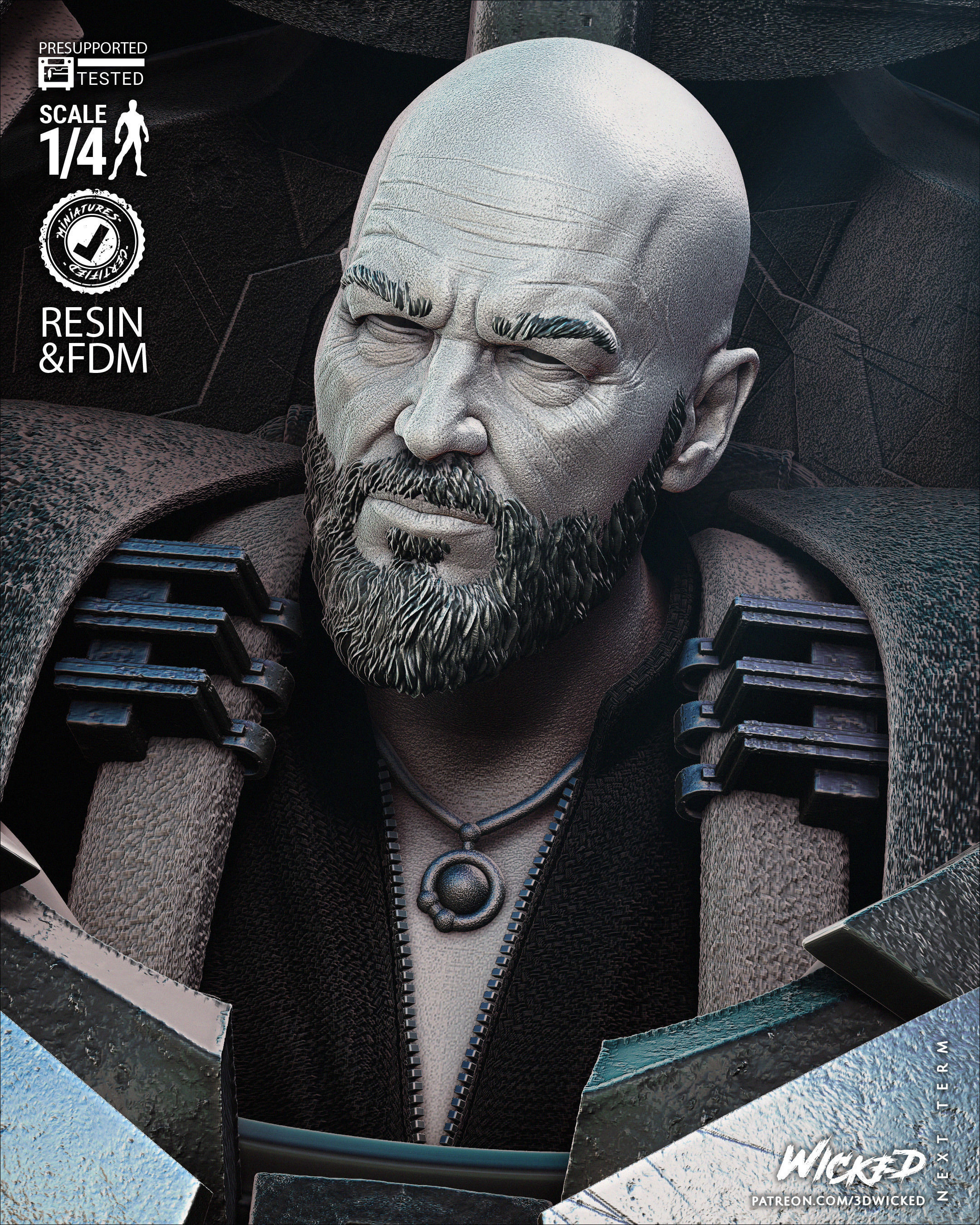 Wicked Marvel Iron Monger Bust Tested for 3D printing 3D print model_34