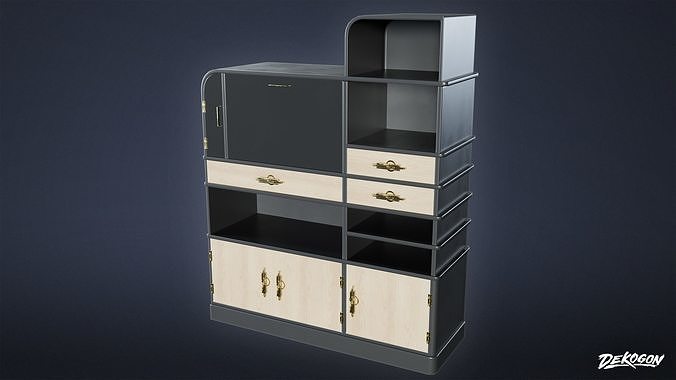 ART DECO - Shelf 01 - LOW POLY Low-poly 3D model