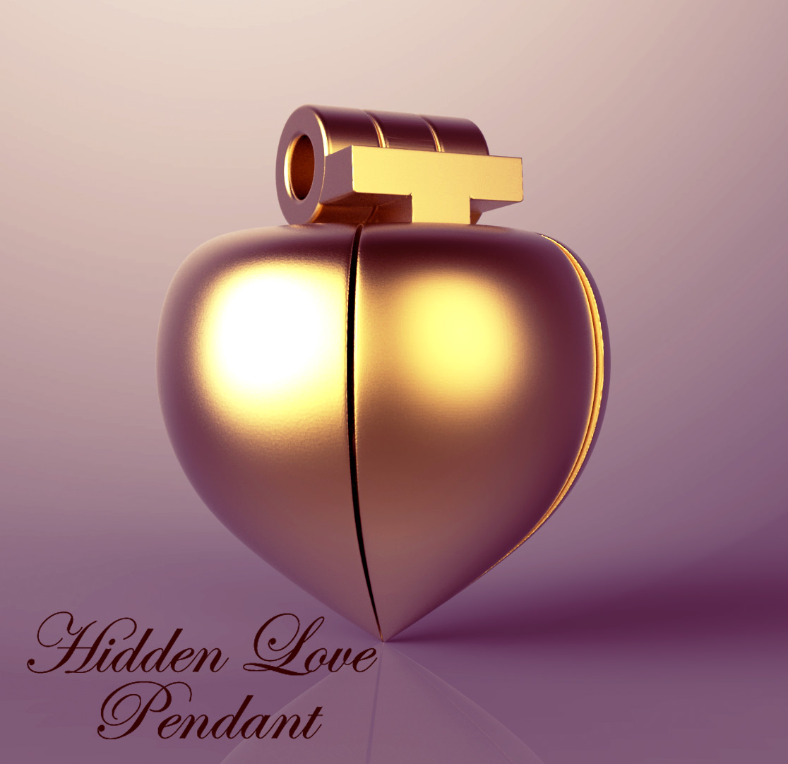 Hidden Love Pendant 3D model_2