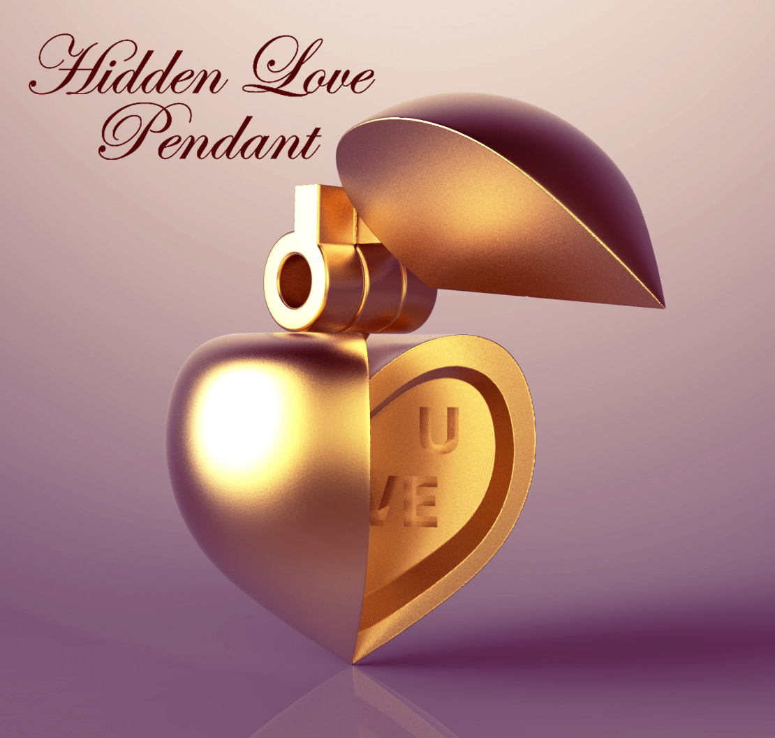 Hidden Love Pendant 3D model_3