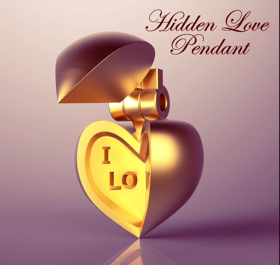 Hidden Love Pendant 3D model_1