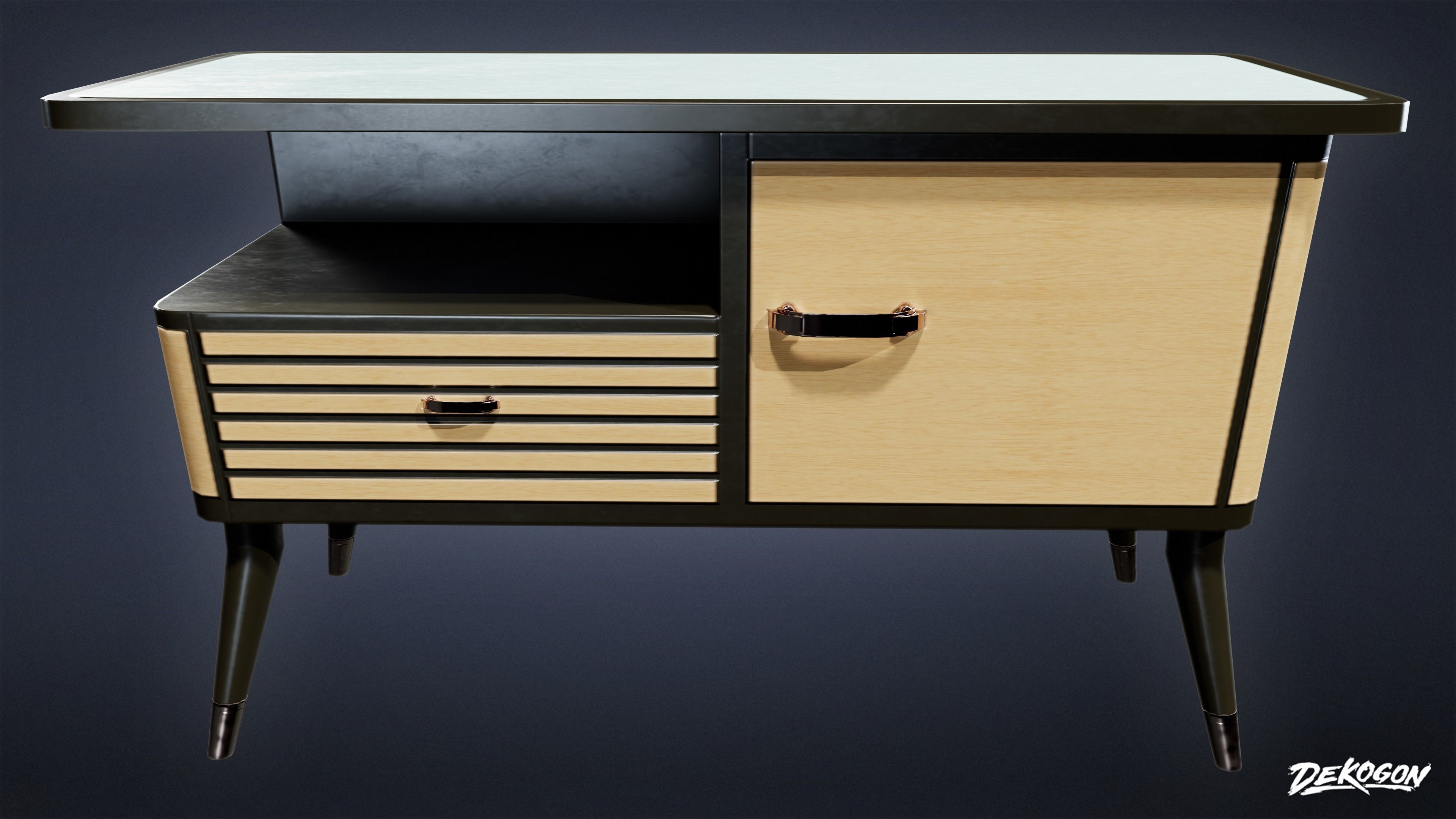 ART DECO - Side Table 01 - LOW POLY Low-poly 3D model_2