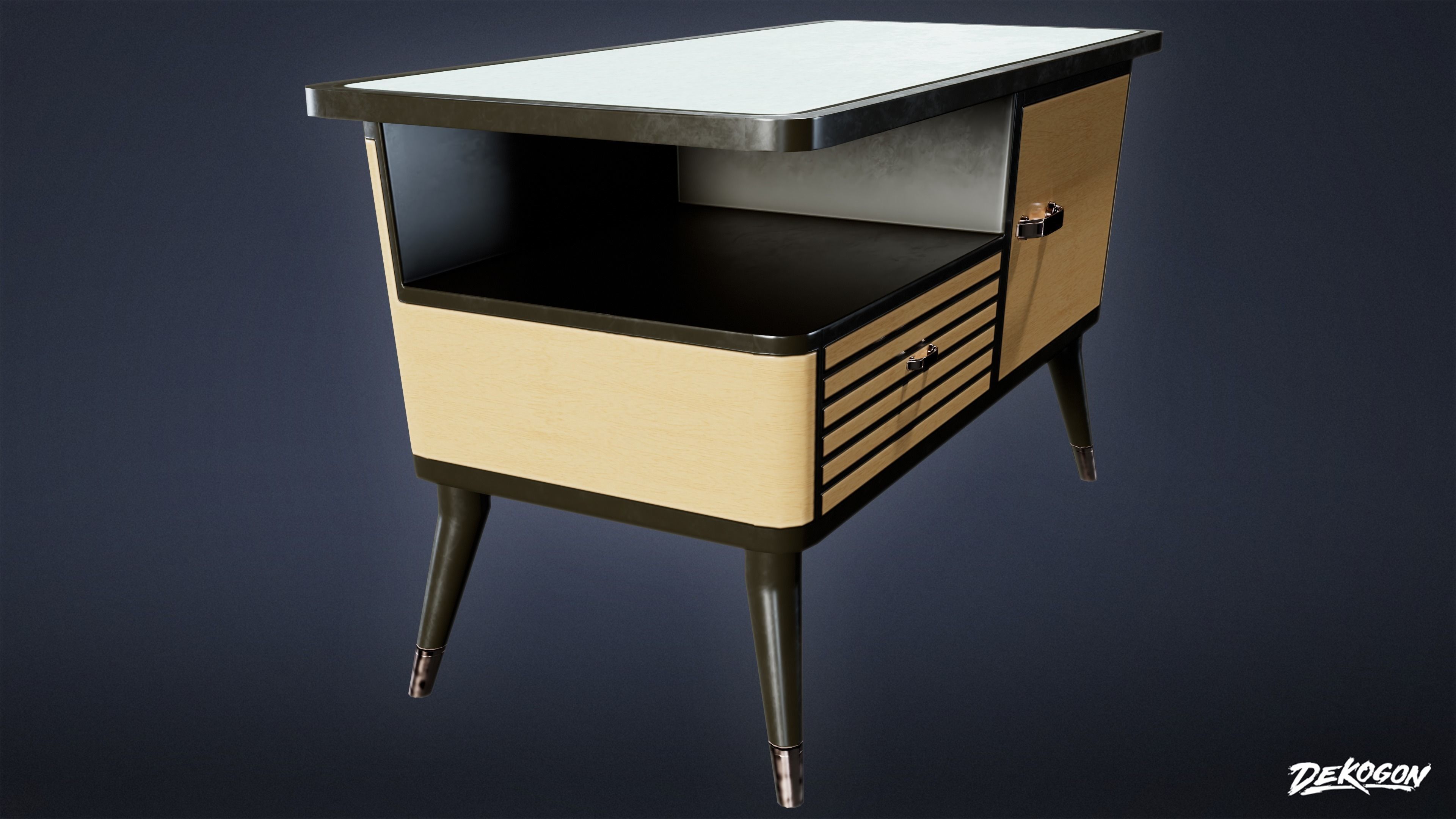 ART DECO - Side Table 01 - LOW POLY Low-poly 3D model_4