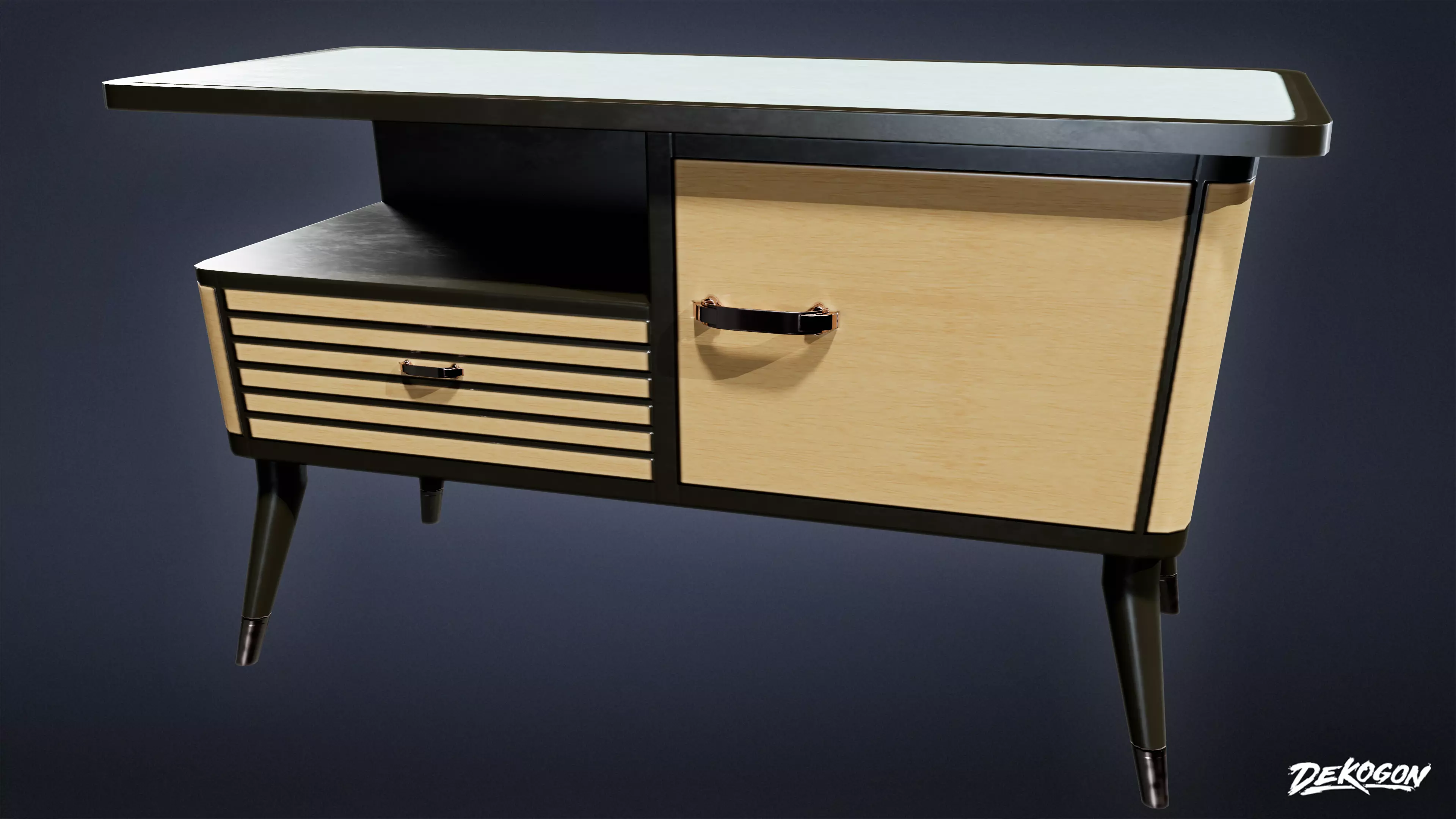 ART DECO - Side Table 01 - LOW POLY Low-poly 3D model_0