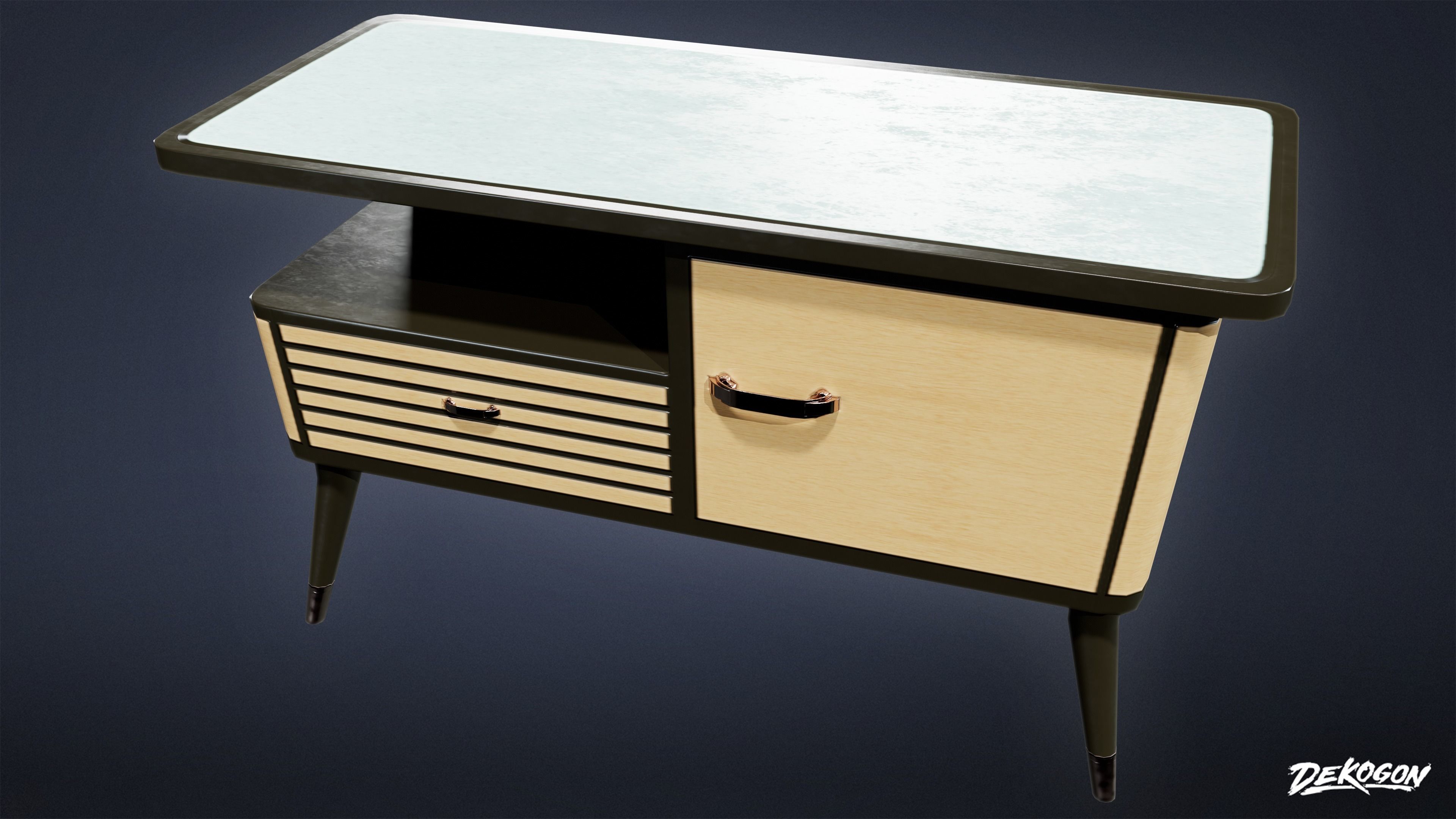 ART DECO - Side Table 01 - LOW POLY Low-poly 3D model_5