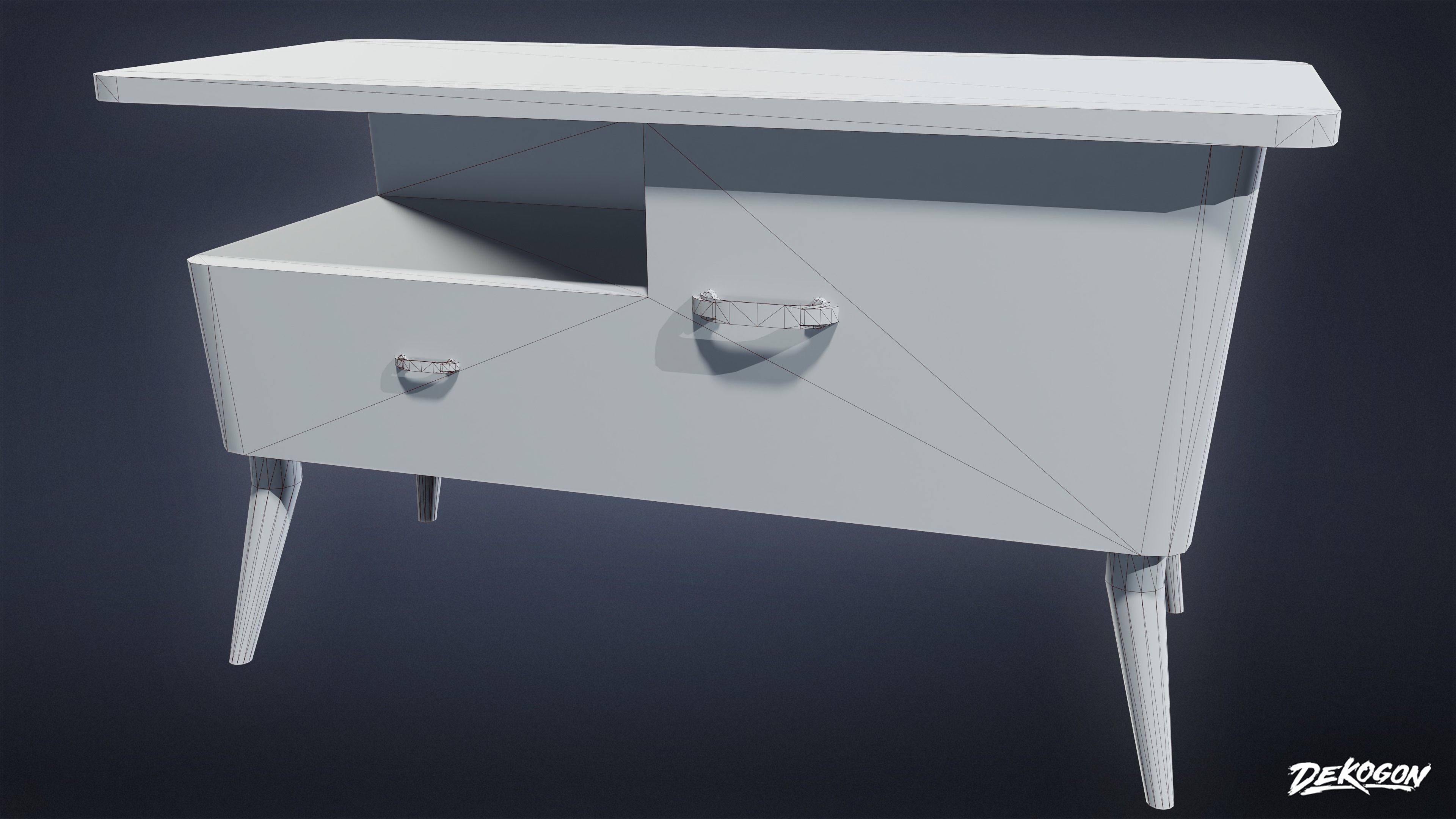 ART DECO - Side Table 01 - LOW POLY Low-poly 3D model_1