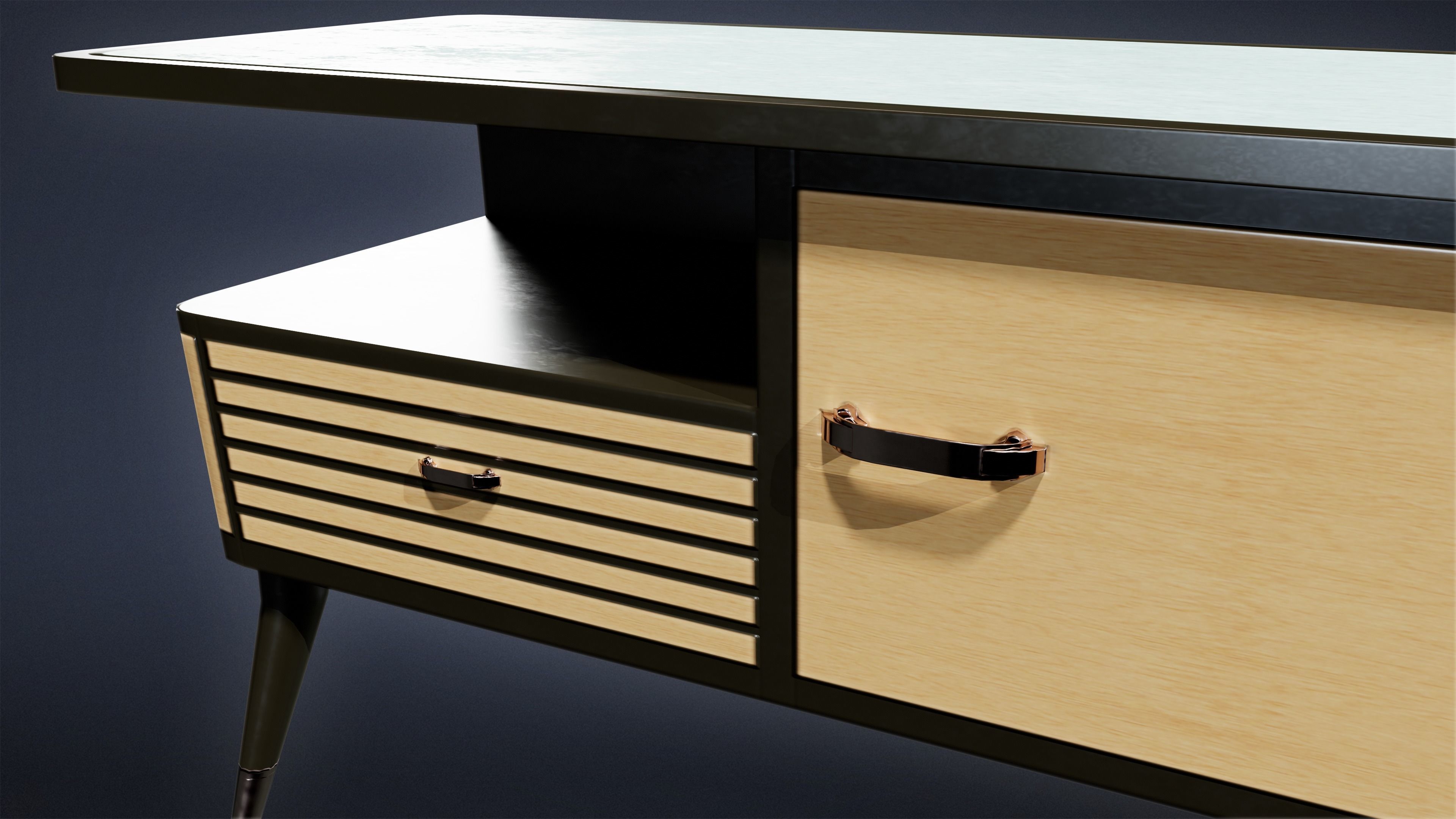 ART DECO - Side Table 01 - LOW POLY Low-poly 3D model_7