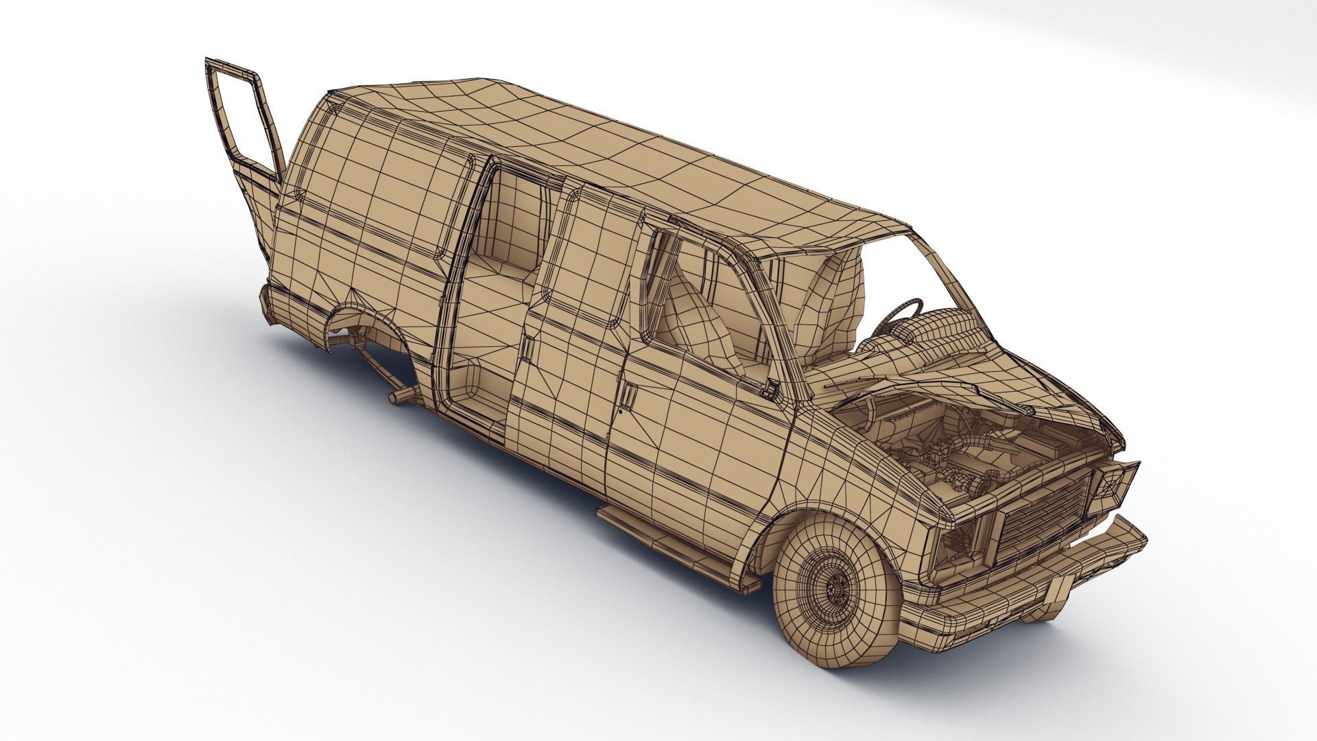 Crashed Van 01 Low-poly 3D model_18