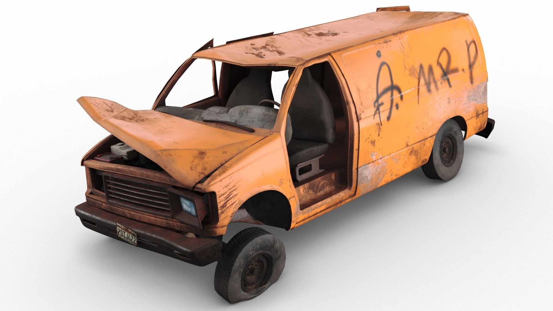 Crashed Van 01 Low-poly 3D model_2