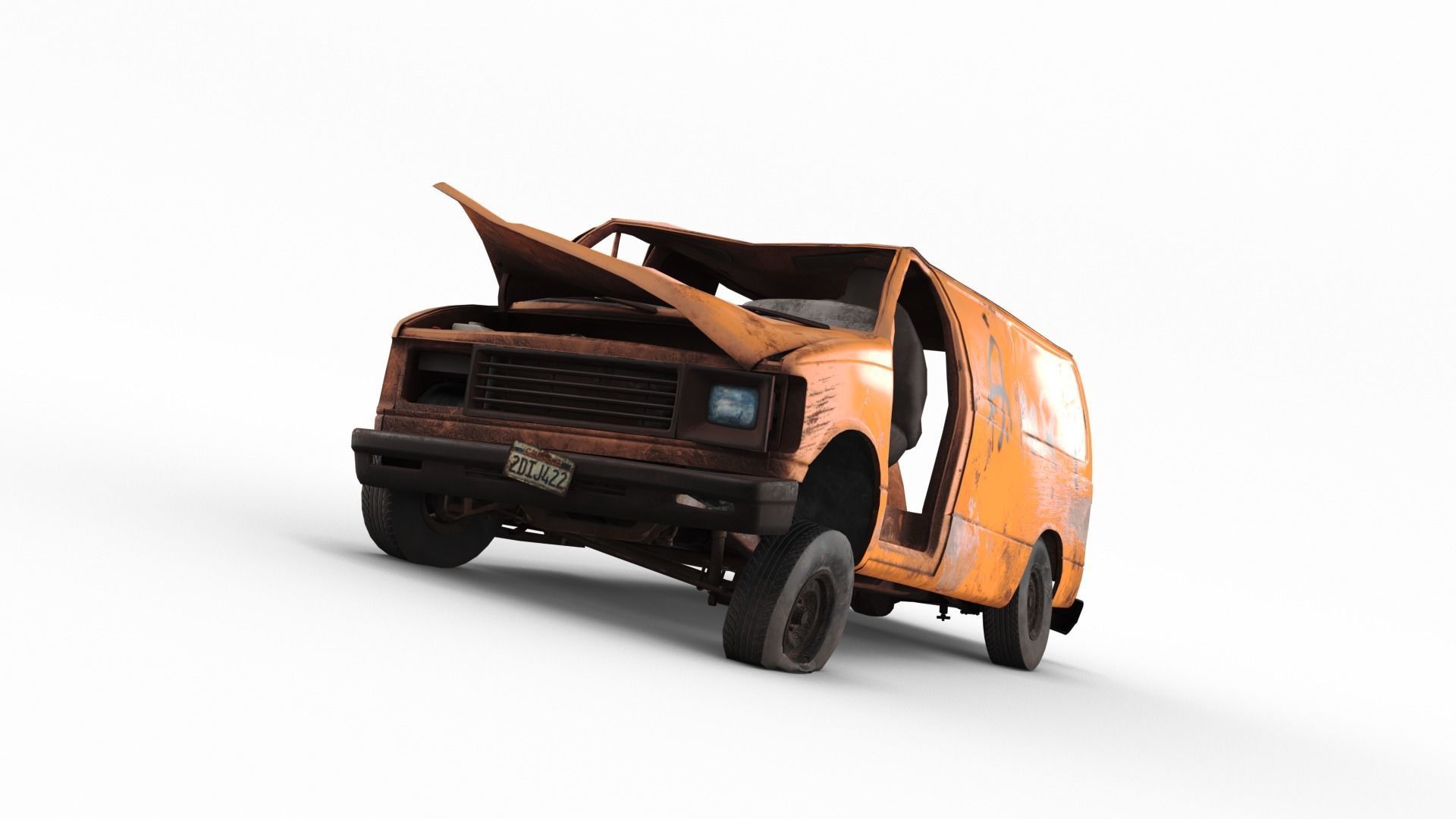 Crashed Van 01 Low-poly 3D model_14