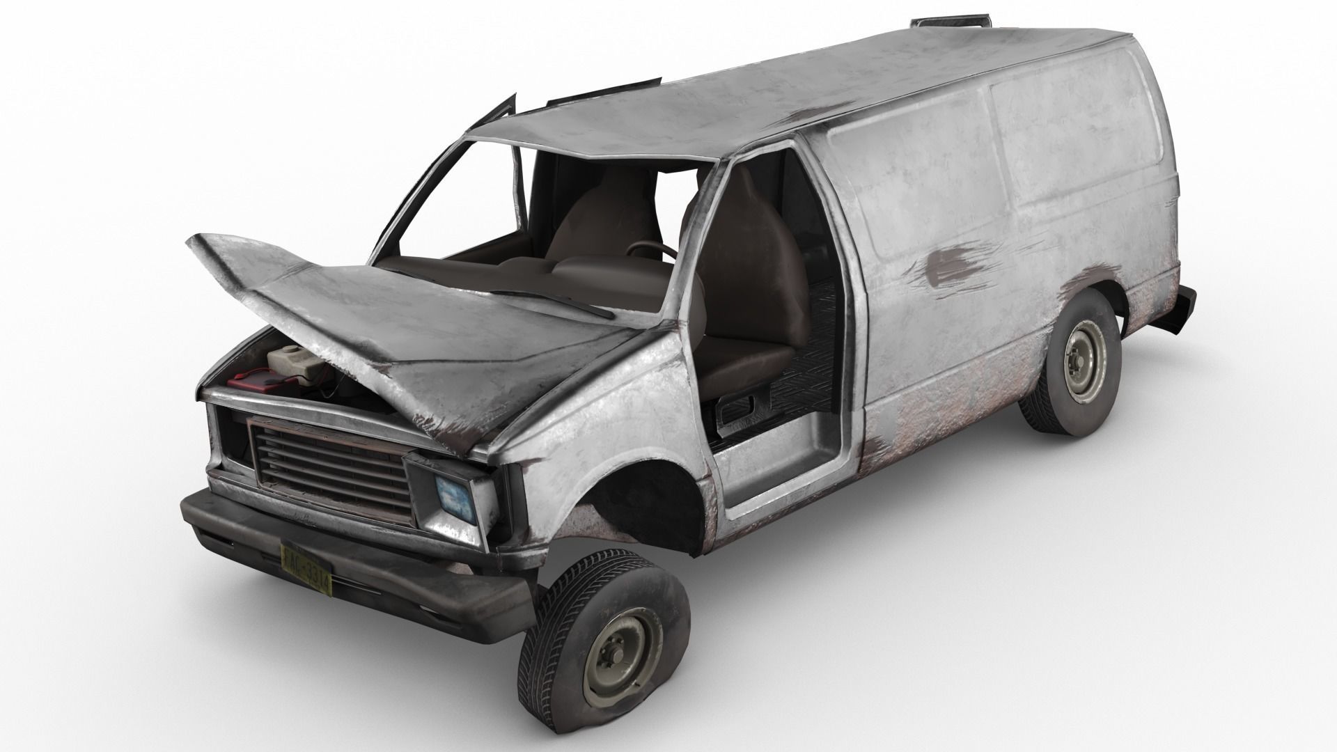 Crashed Van 01 Low-poly 3D model_5