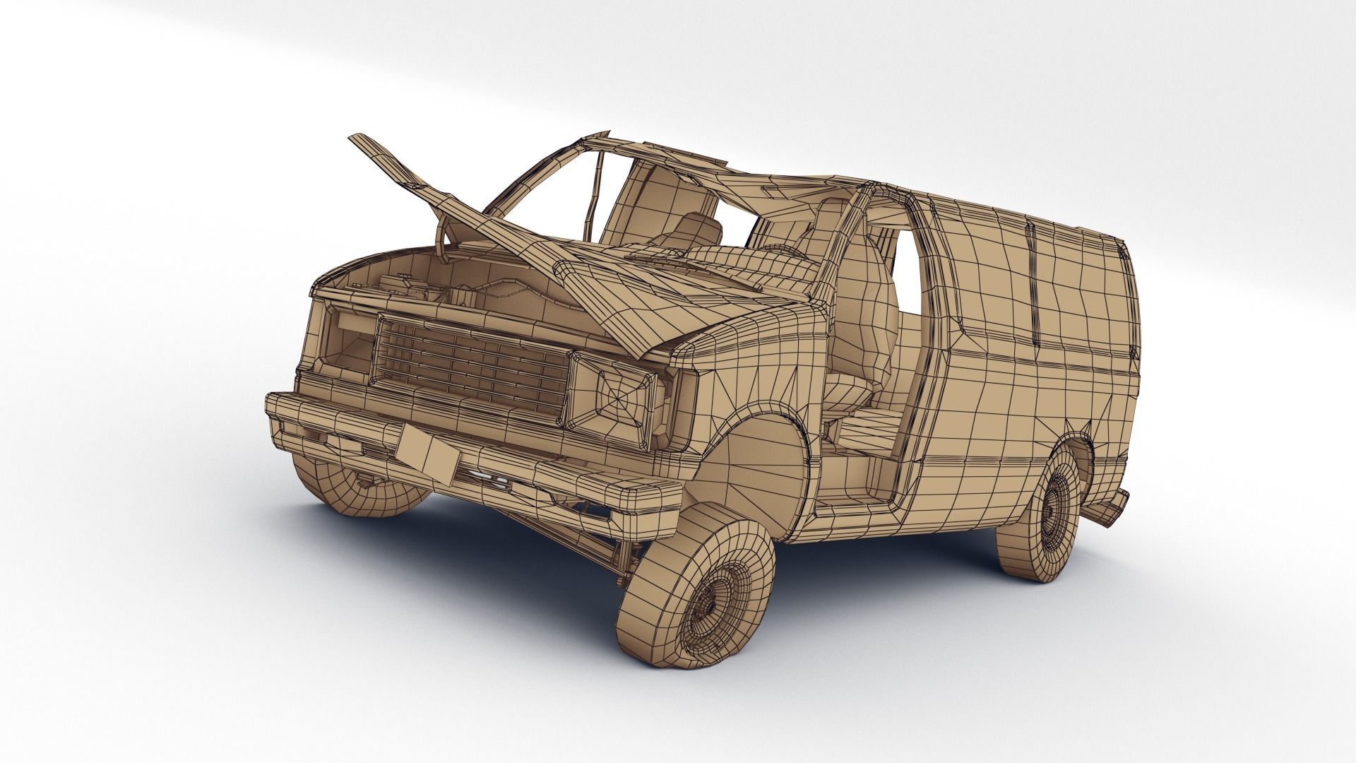 Crashed Van 01 Low-poly 3D model_17