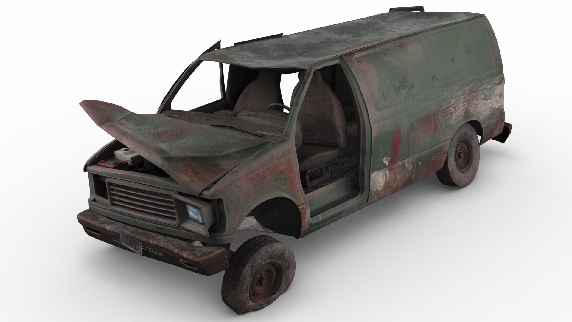 Crashed Van 01 Low-poly 3D model_6