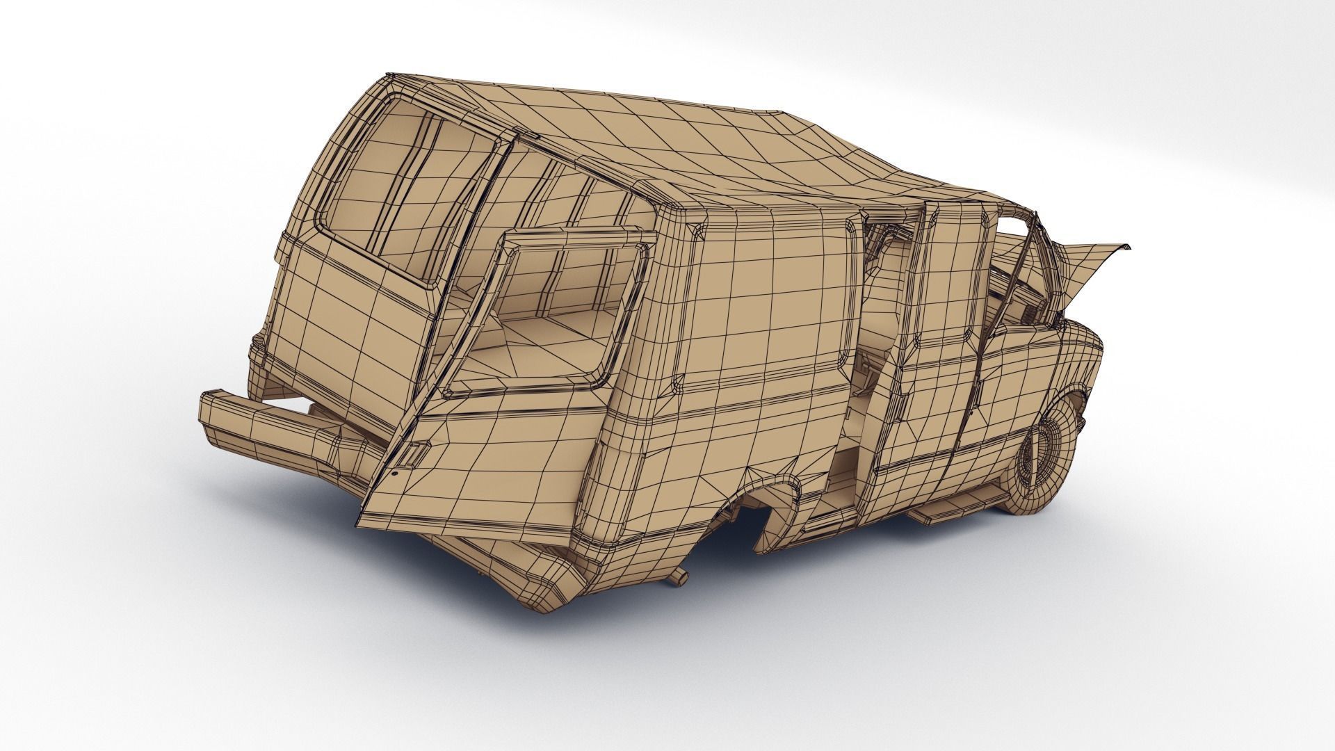 Crashed Van 01 Low-poly 3D model_19