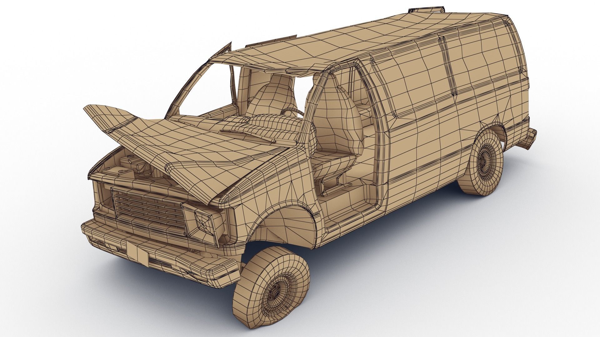 Crashed Van 01 Low-poly 3D model_25