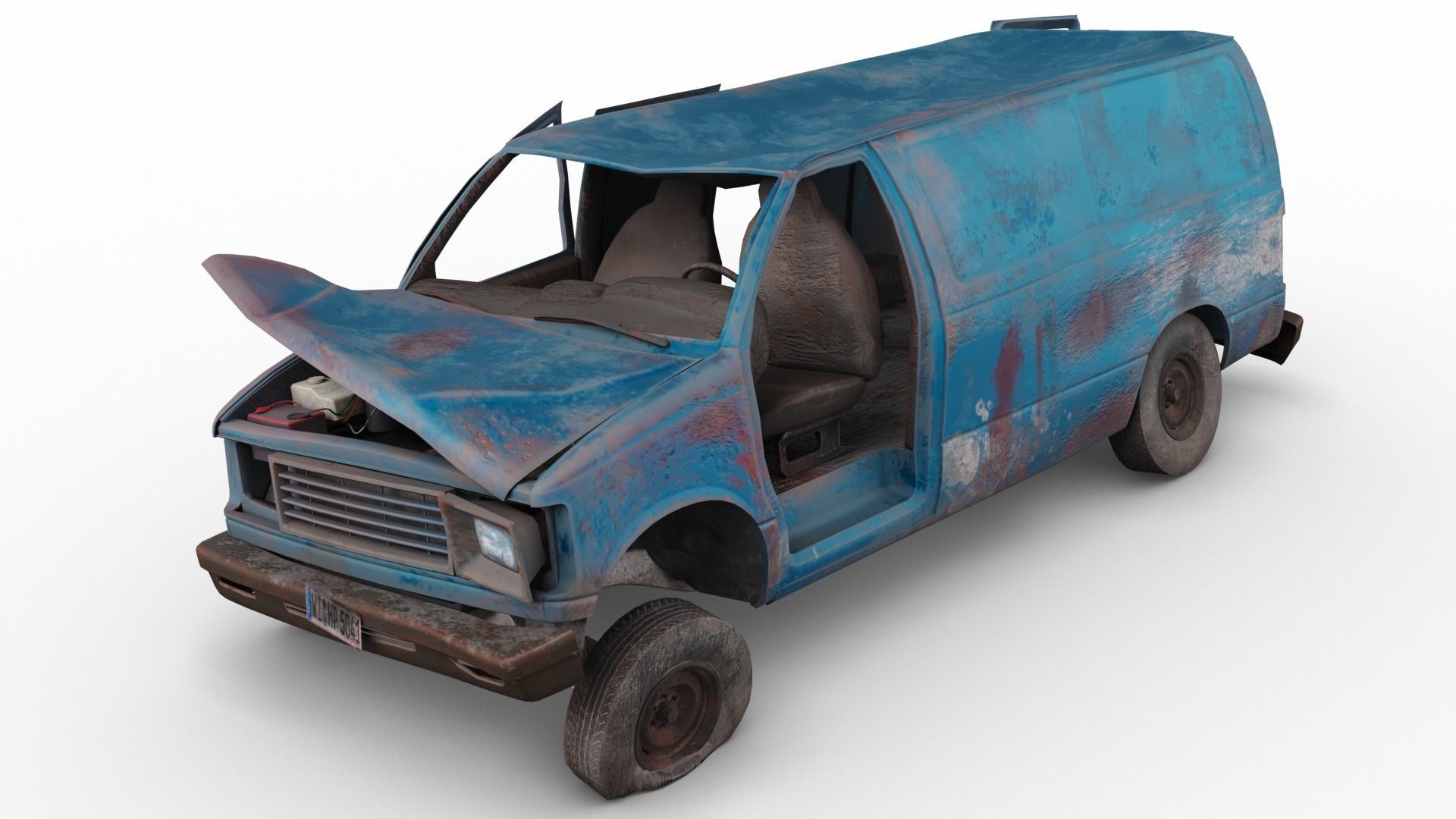 Crashed Van 01 Low-poly 3D model_8